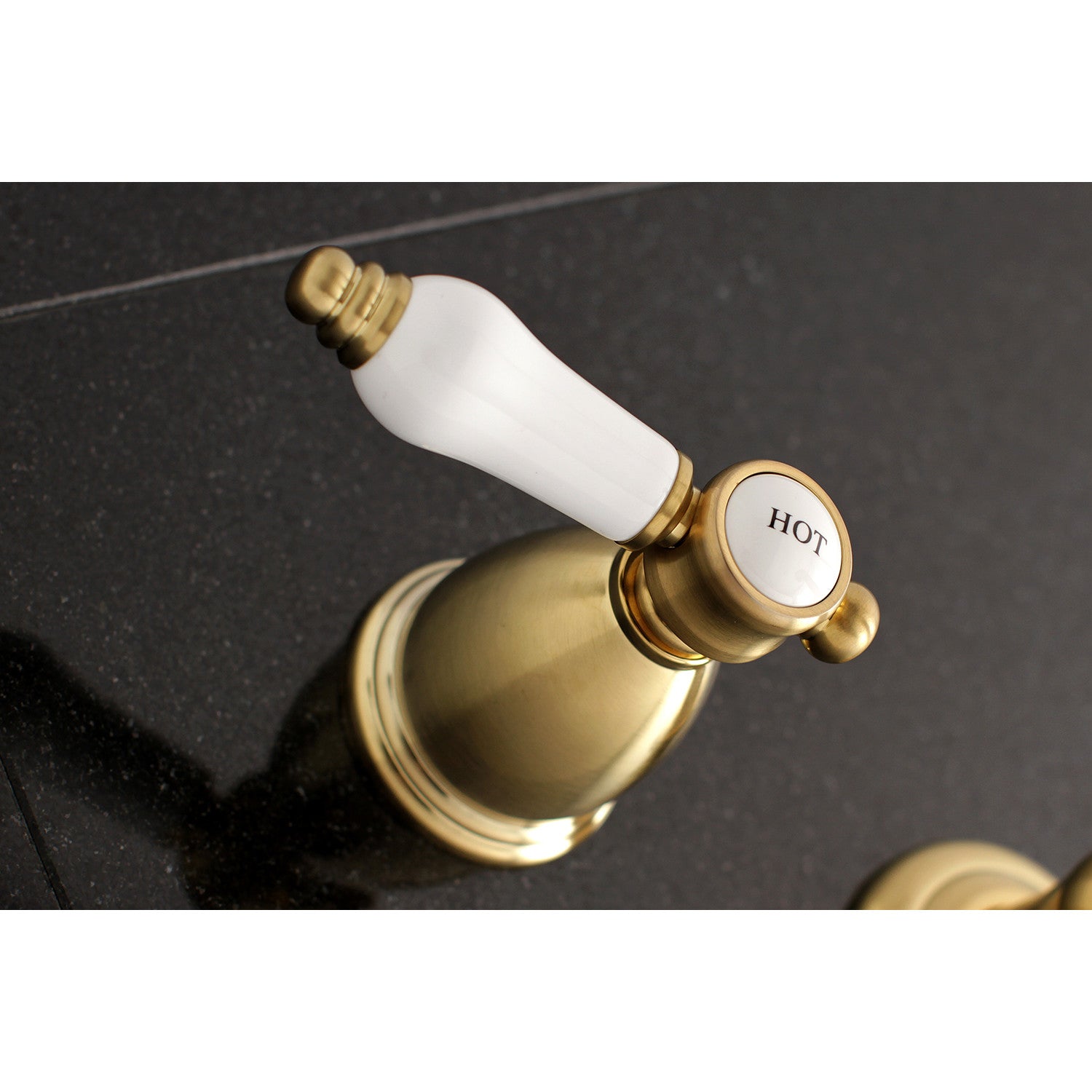 Bel Air KS7127BPL Brushed Brass 3-Hole Wall Mount Bathroom Faucet with Double Handle - Perfect for Modern Bathroom Renovation and Spa-Inspired Showers