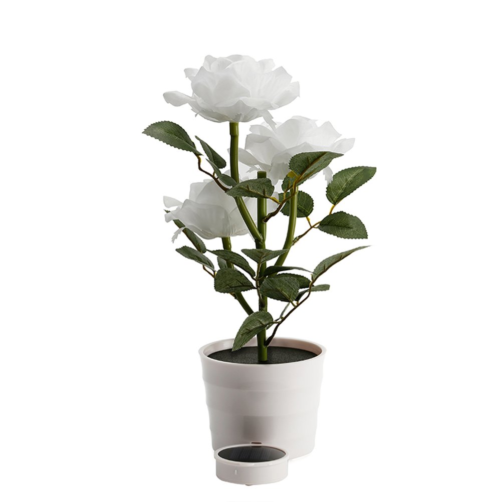 Solar LED Rose Table Lamp - 3 Flexible Lights for Home & Office Decor