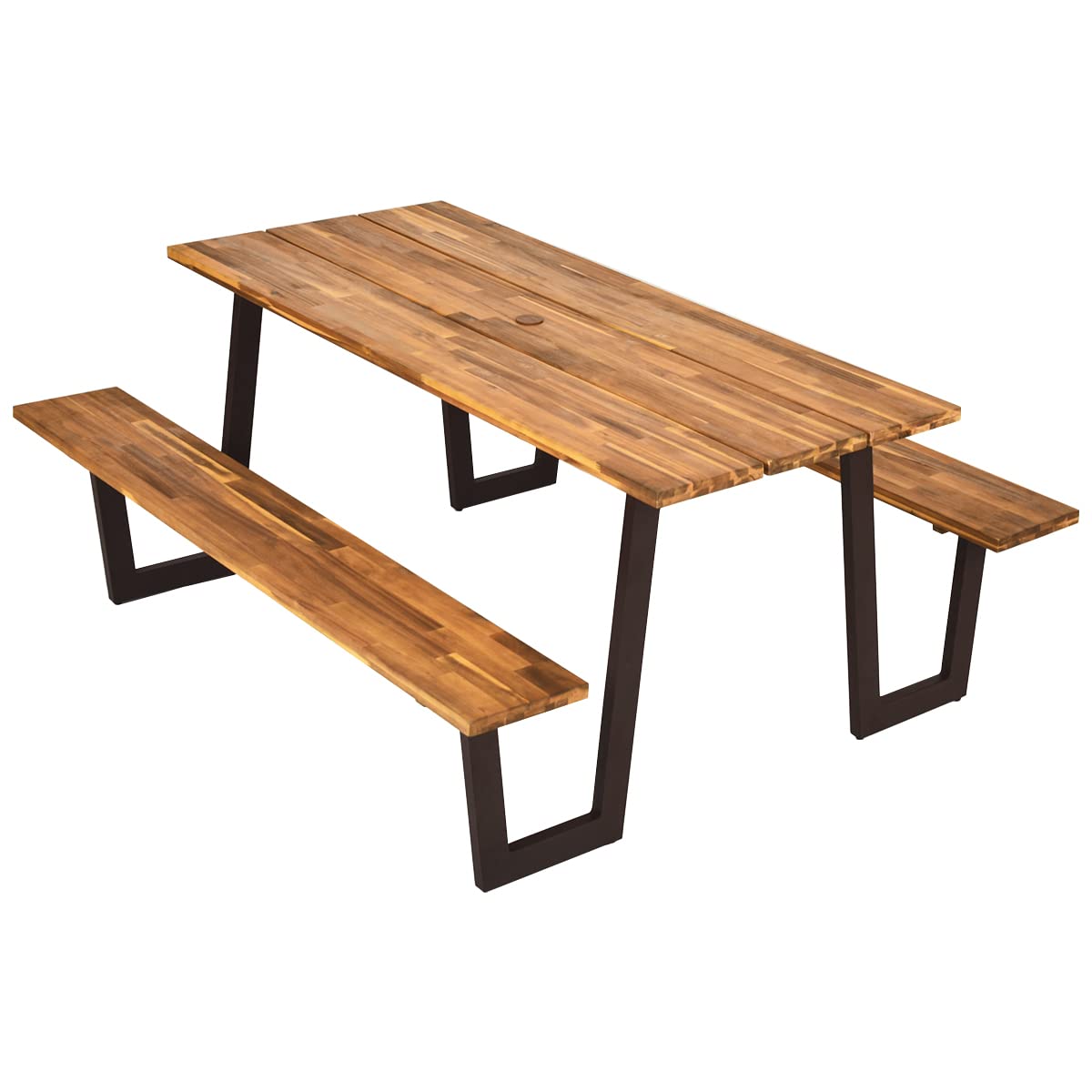 Giantex 6 or 8 Person Acacia Wood Outdoor Picnic Table Bench Set - 70.5