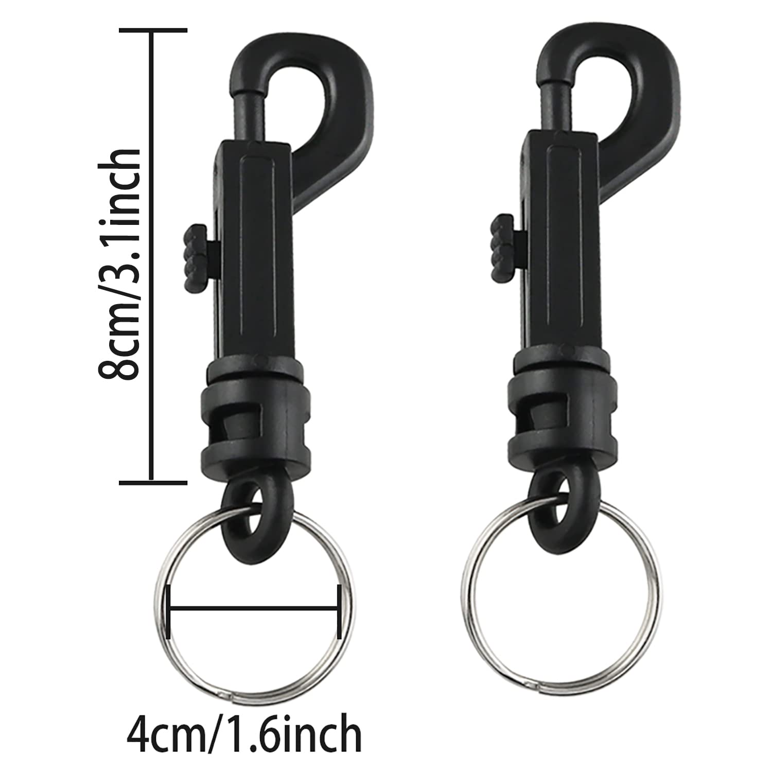 Durable Plastic Swivel Snap Keychain Hooks - 8PCS for Keys & Lanyards