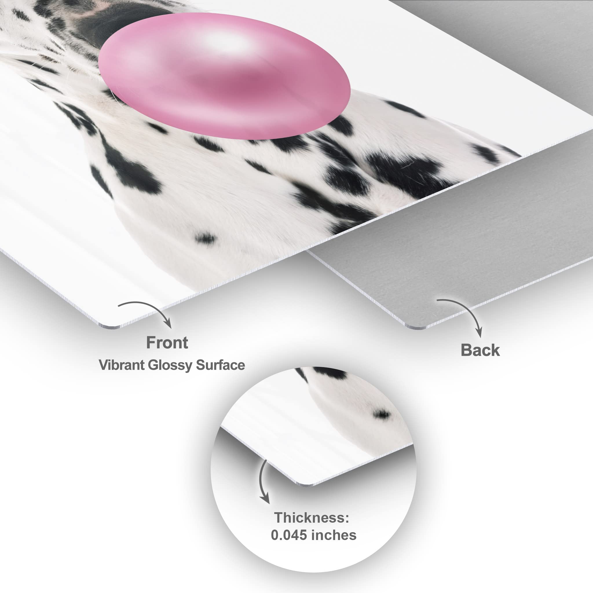 Dalmatian Dog Chewing Pink Bubble Gum Metal Wall Art Print - Pet Lover Gift, Animal Pop Art Decor for Office, Living Room, Bedroom, Nursery (40x30) - Perfect for Dog Themed Rooms & Unique Home Decor