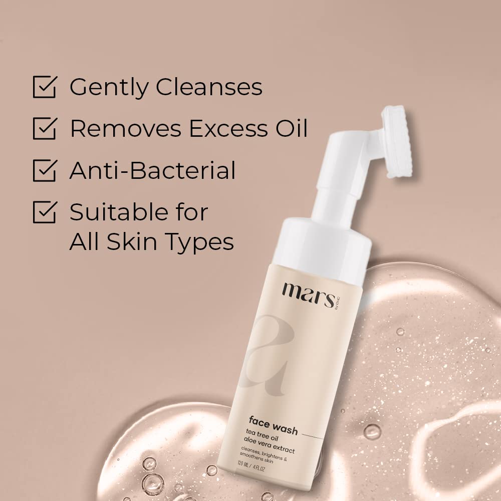 GHC Foaming Face Wash with Built-in Brush - Tea Tree, Aloe Vera & Vitamin C, Paraben-Free | Deep Cleansing for Acne, Oily & Sensitive Skin | Daily Skincare Routine