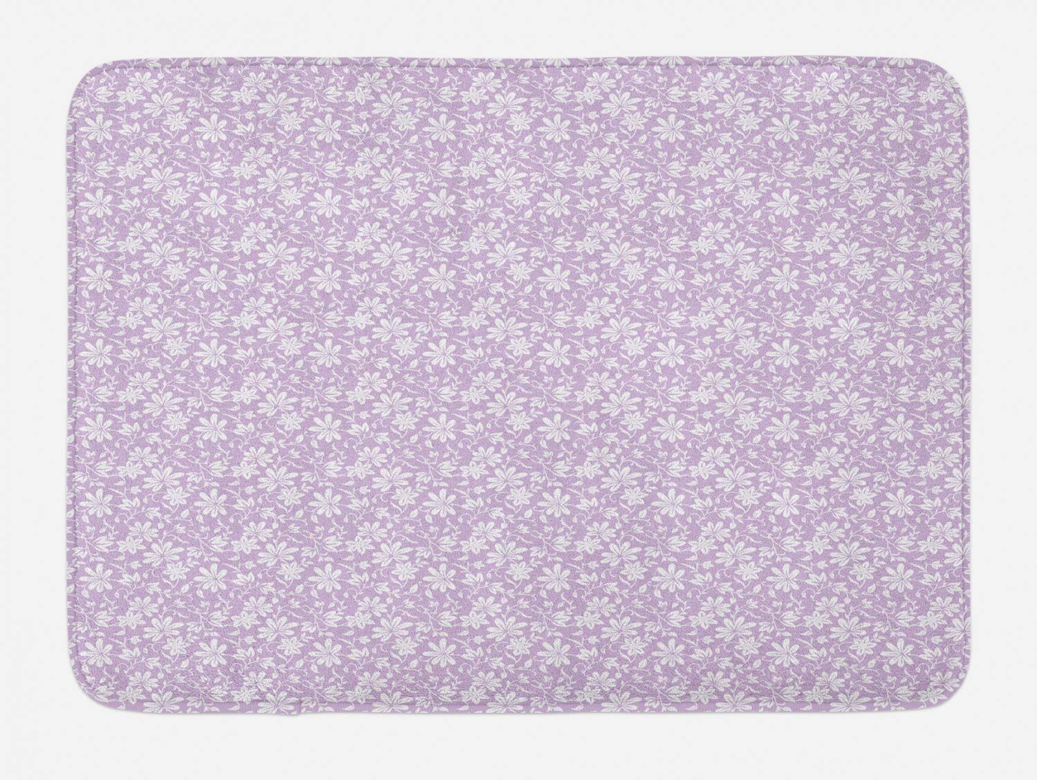 Ambesonne Non-Slip Floral Bath Mat - Soft Plush Bathroom Rug with Botanical Garden Design, 30.2
