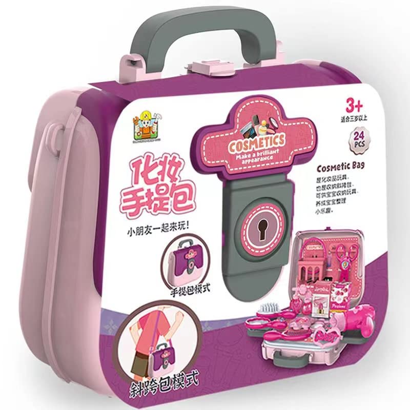 **Kids Pretend Play Makeup Set & Toolbox Toy - Educational Gift for Girls & Boys with Hamburger Tote Bag - Perfect for Role Play, Birthday Parties & Preschool Learning**