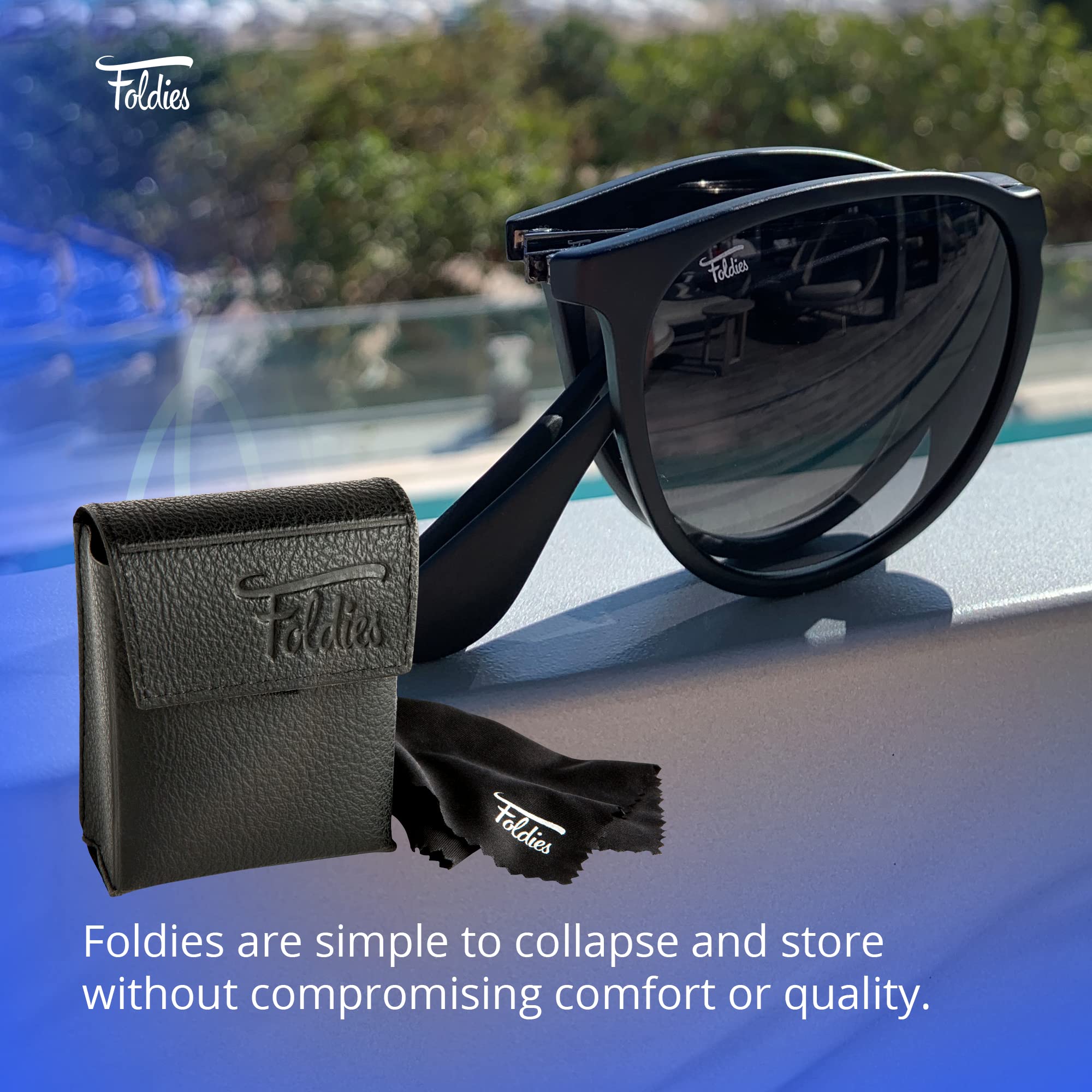 Milano Polarized Folding Sunglasses - UV400 Protection for Men & Women with Leather Case | Perfect for Travel, Driving & Outdoor Activities
