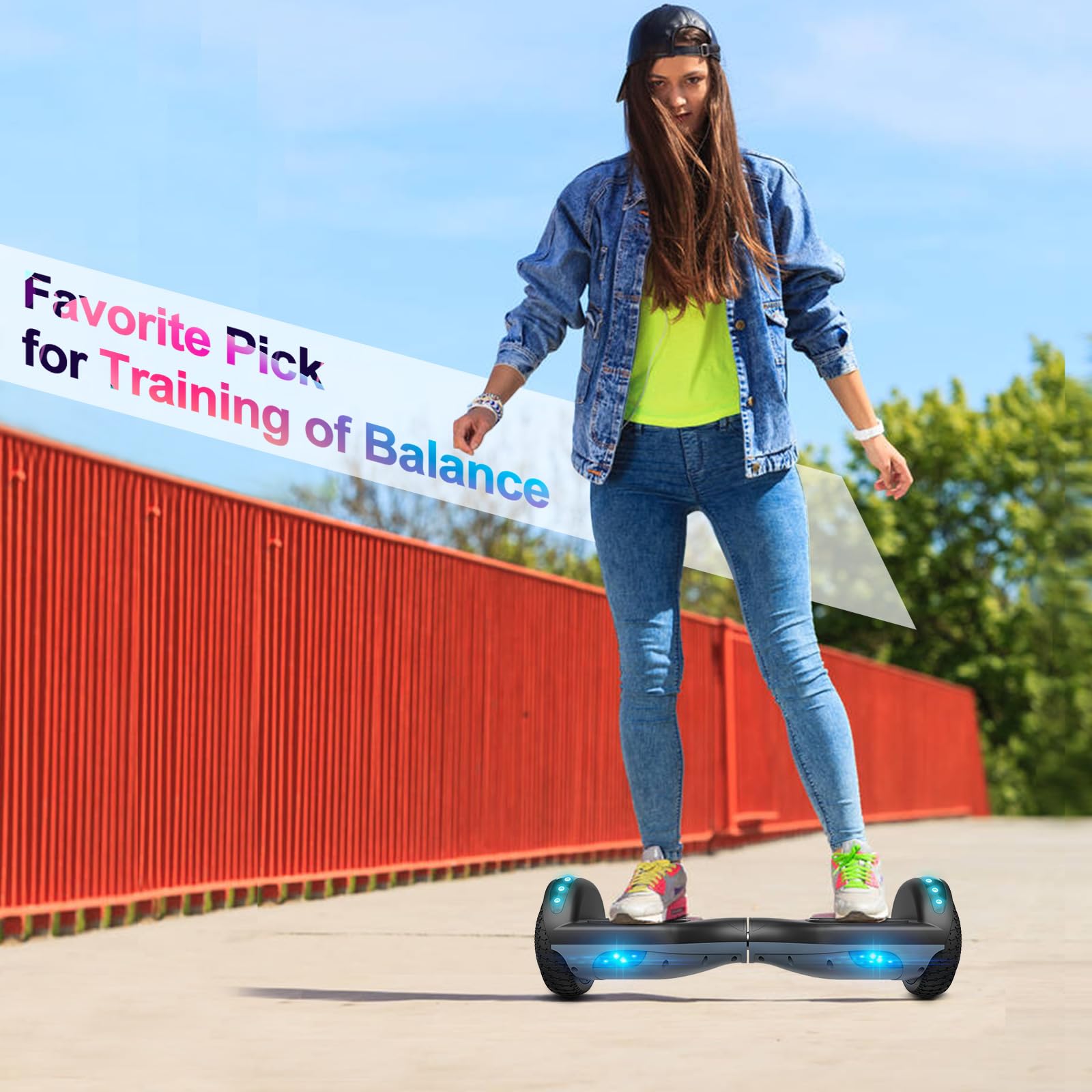 6.5 Inch Self Balancing Hoverboard with Bluetooth & LED Lights - Electric Scooter for Kids & Teens - Perfect for Commuting, Campus Travel & Outdoor Fun