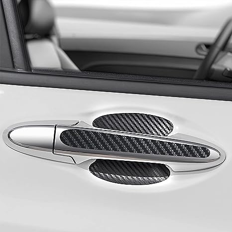 8-Piece Car Door Protection Kit - Scratch-Proof Door Handle Stickers & Carbon Fiber Door Bowl Protectors - Universal Fit for Most Cars, Trucks, Vans (Black) - Prevent Scratches & Keep Your Vehicle Looking New