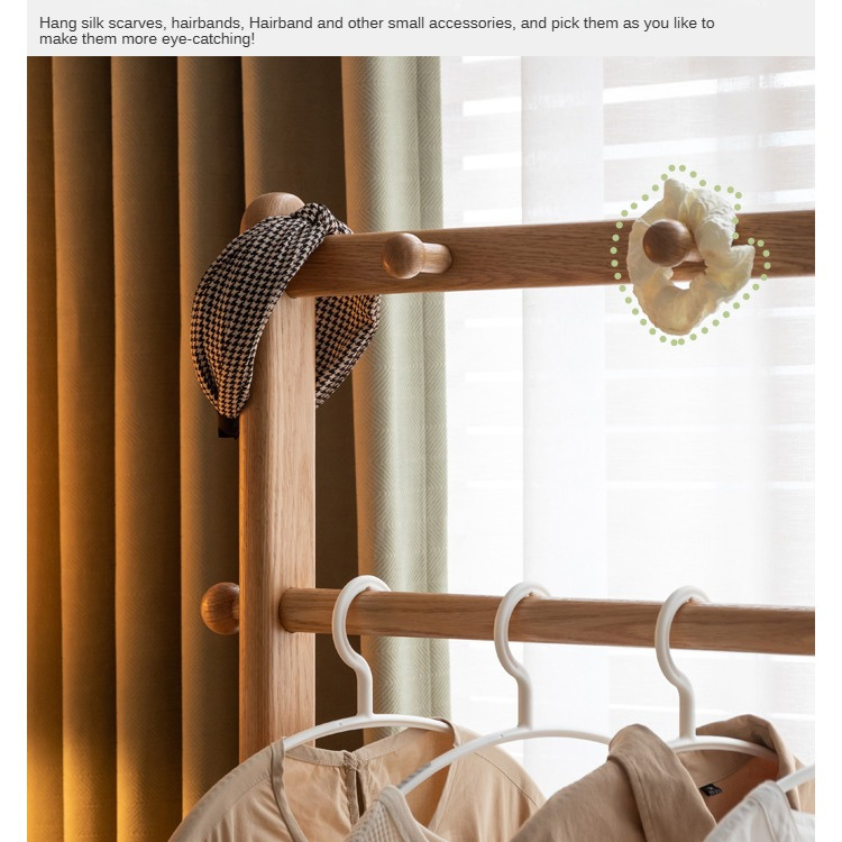 Premium Solid Oak & Birch Wood Wall Hanger - Adjustable Coat Rack for Jackets, Hats & Bags - Perfect for Entryway, Bedroom & Closet Organization