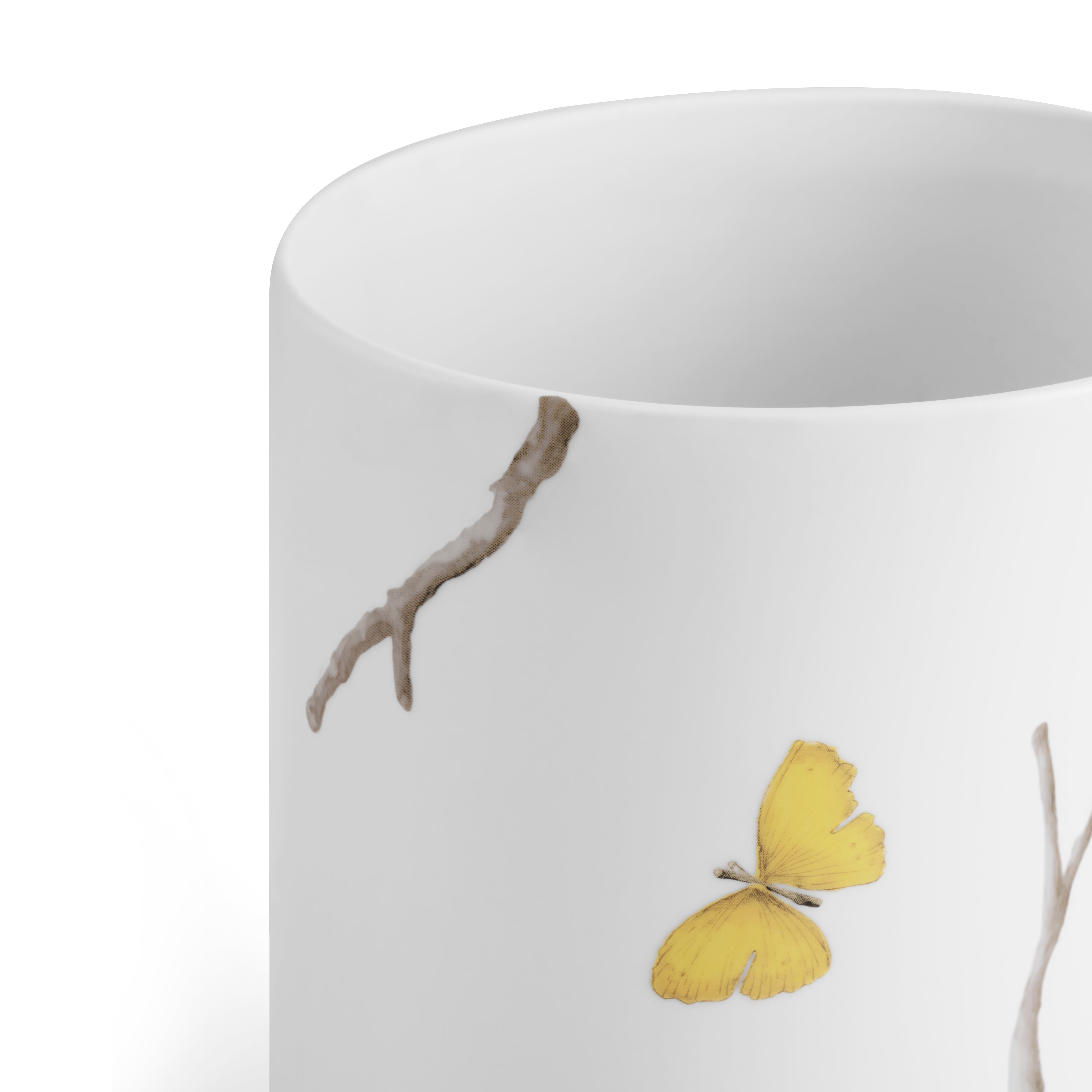 Butterfly Ginkgo Porcelain Bathroom Set - Elegant Soap Dish, Toothbrush Holder & Tumbler for Spa-Like Luxury at Home