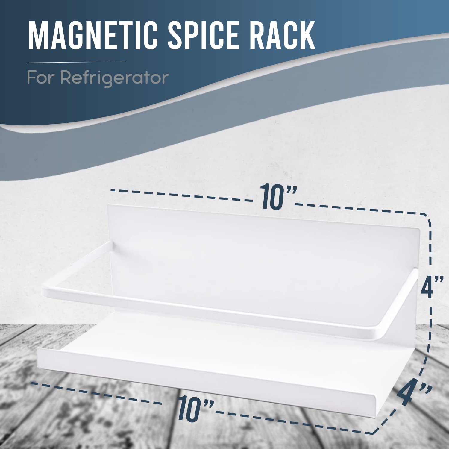 Sturdy Magnetic Spice Rack for Refrigerator - White Metal Spice Organizer with Strong Magnets for Fridge, Oven, Washing Machine - Space-Saving Kitchen Storage Solution - Perfect for Small Kitchens, Apartments & Dorm Rooms