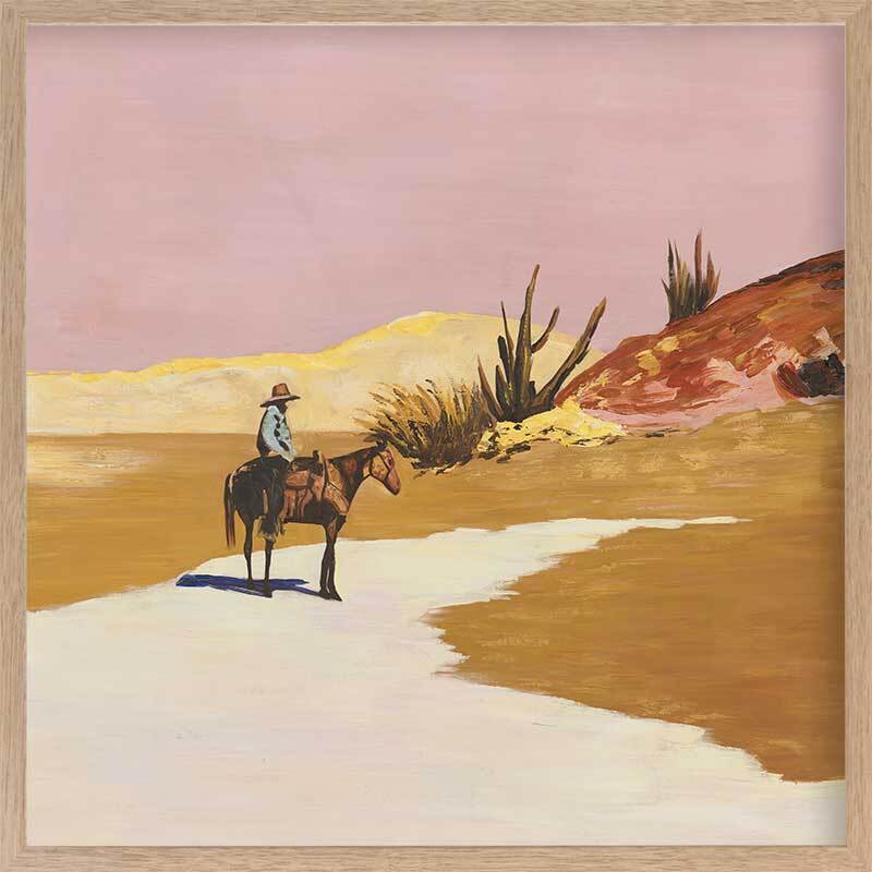 Desert Sunset Framed Wall Art Print - Vibrant Landscape Painting for Living Room, Bedroom & Office Decor