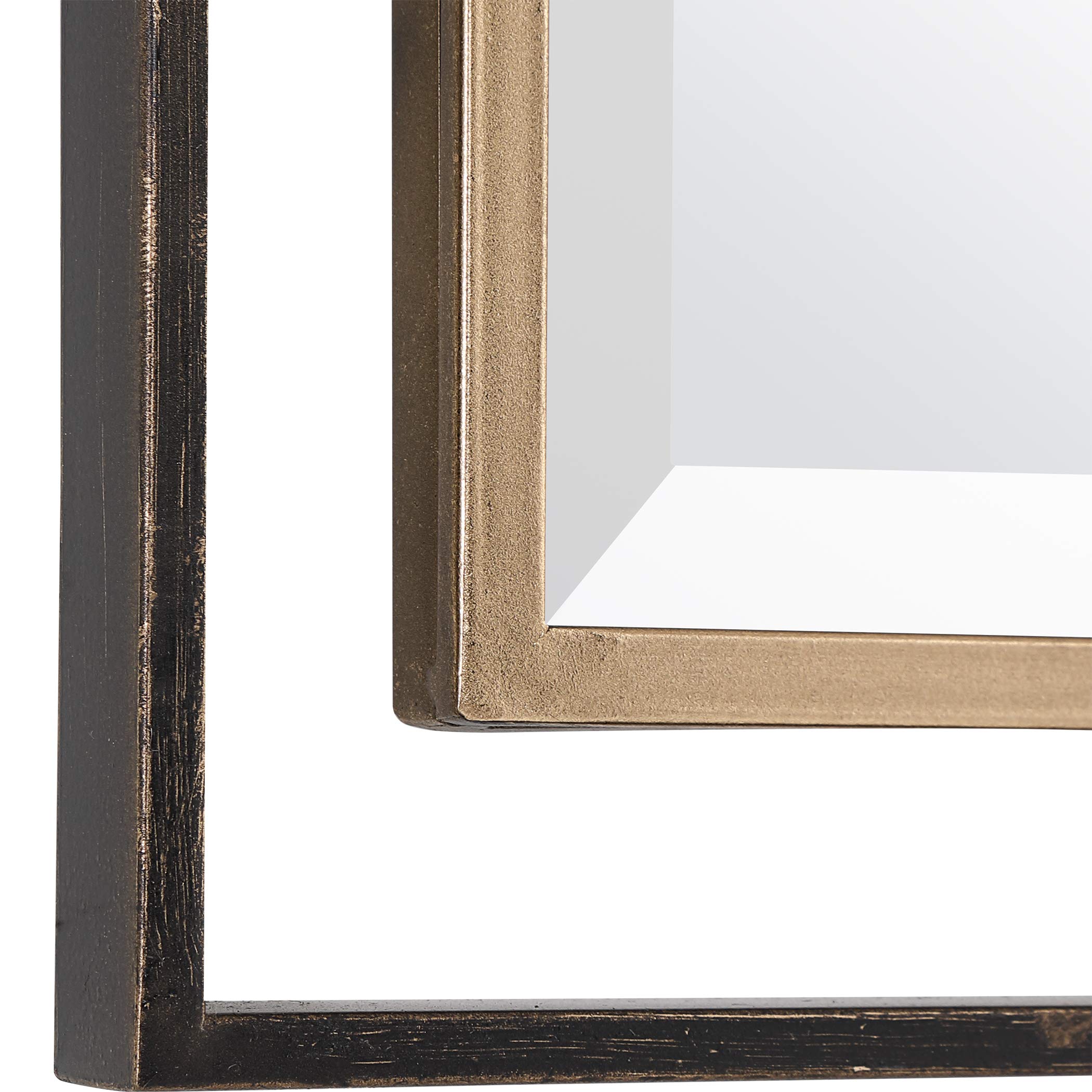 Carrizo Gold & Bronze Rectangle Wall Mirror - Elegant Home Decor for Living Room, Bedroom, or Entryway