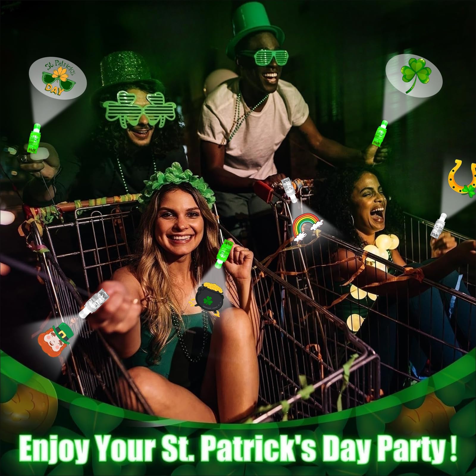 28 Pack LED Finger Lights - Glow in the Dark Party Favors for St. Patrick's Day, Carnival & Night Events - Fun Light Up Toys for Kids & Adults - Perfect for Festivals, Raves, Concerts & Birthday Parties