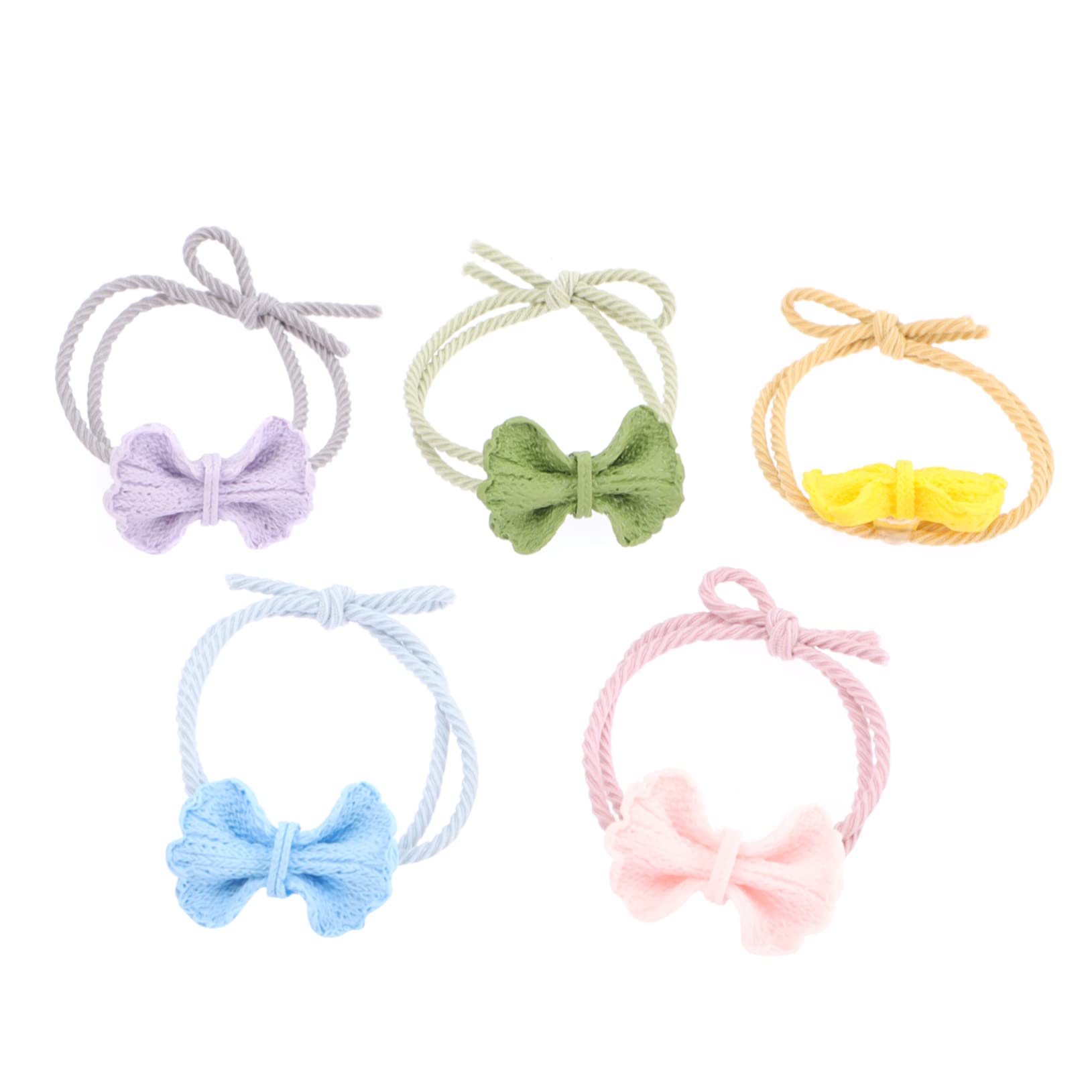 Lurrose 20pcs Bow Hair Ties for Girls - Soft Elastic Ponytail Holders for School & Party
