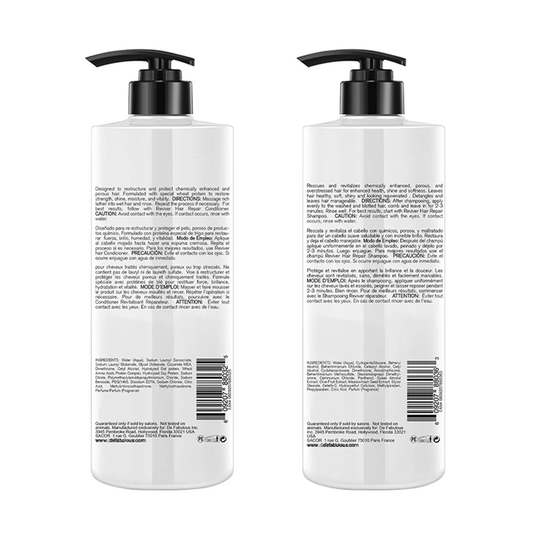 DE FABULOUS | Hair Repair Shampoo & Conditioner Set for Damaged Hair - Sulfate Free, Keratin Enriched, Color Safe - Perfect for Dry, Frizzy & Chemically Treated Hair at Home or Salon Use