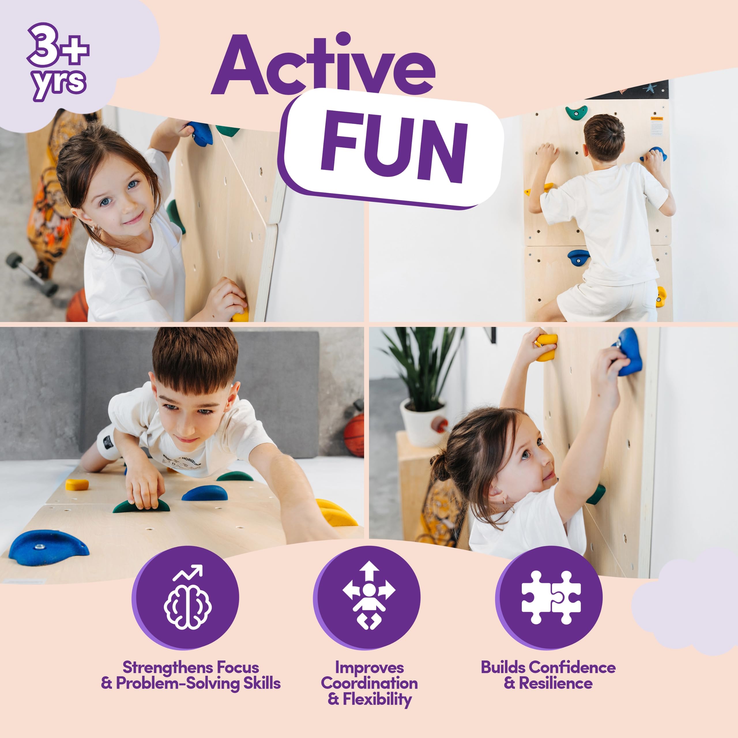 ComfyBumpy Kids Rock Climbing Wall Set - Indoor Play Gym & Playground Toy for Boys & Girls | Perfect for Playrooms, Bedrooms & Home Exercise | Durable Climbing Toy for Toddlers & Children