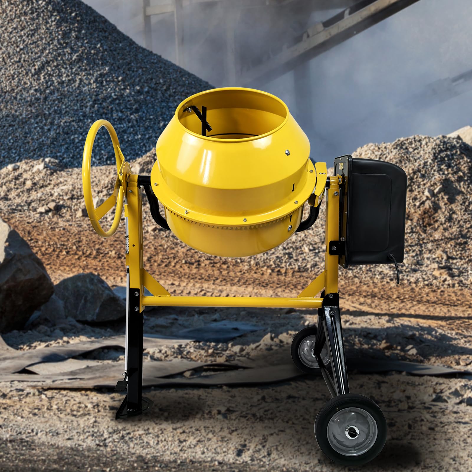4.2 Cu Ft Portable Electric Concrete Cement Mixer with Wheels - 3/5 HP Motor & 120L Freestanding Barrow - Ideal for Stucco, Mortar, and DIY Construction Projects - Perfect for Home Renovation, Garden Work, and Small Building Jobs