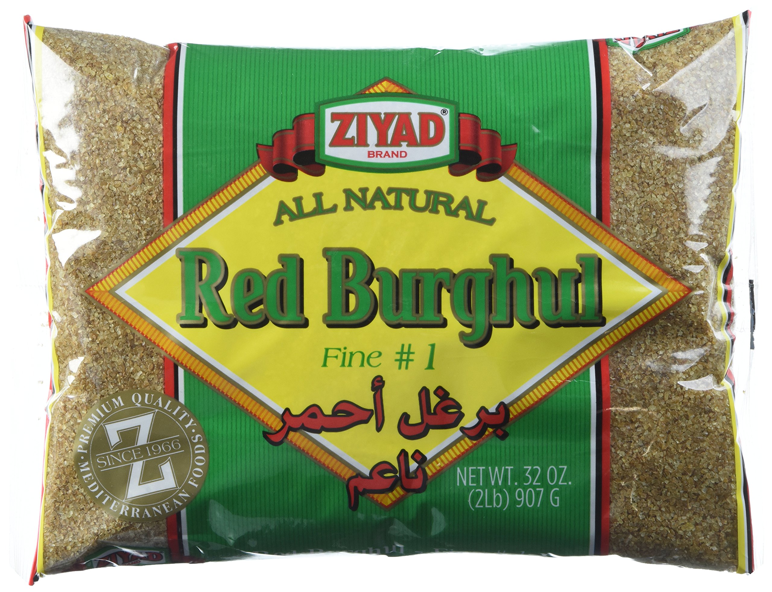 Premium Ziyad Red Burghul Wheat #1 - High Fiber, Cholesterol & Salt Free - 32oz for Tabbouleh Salad, Kibbeh & Healthy Mediterranean Dishes - Whole Grain for Cooking & Meal Prep