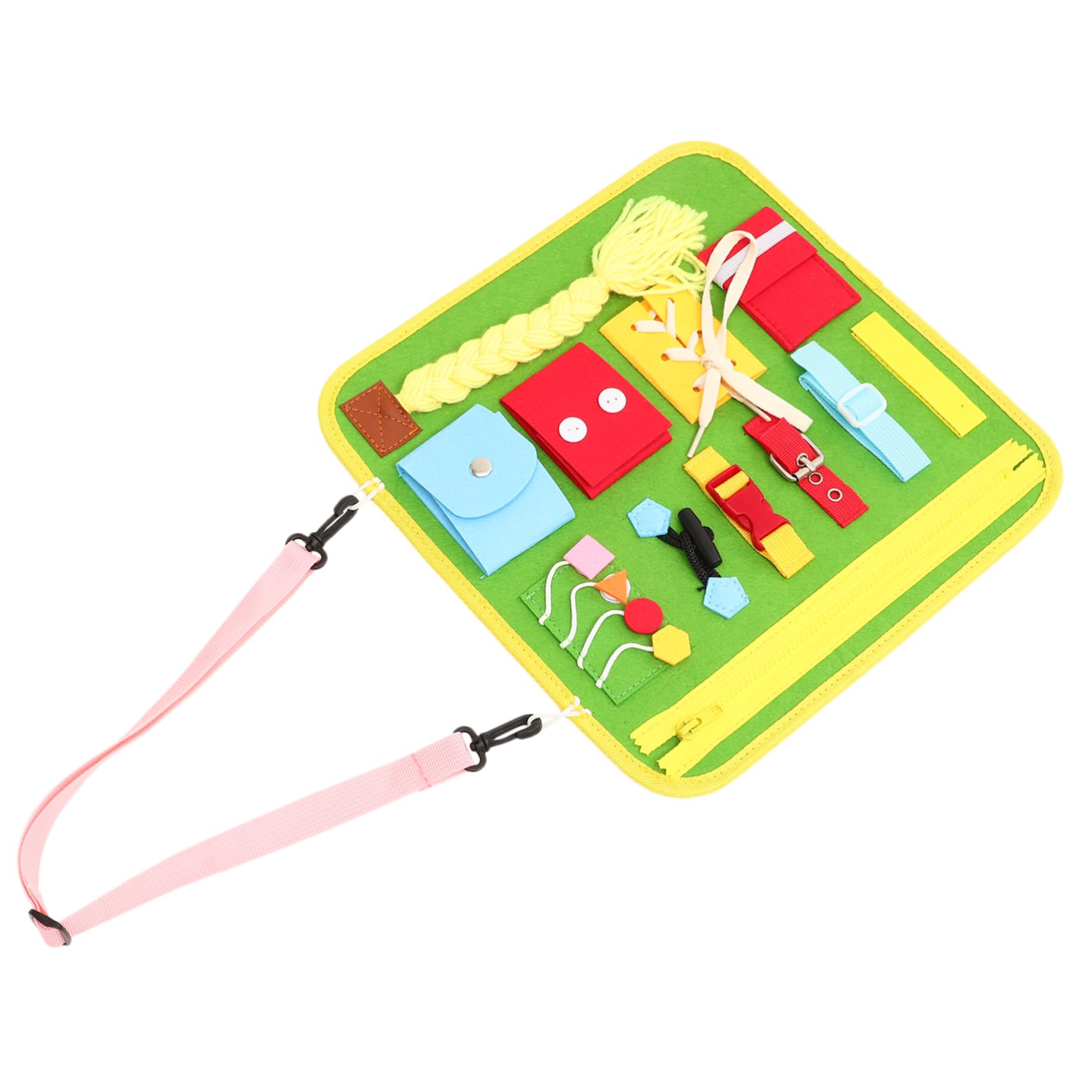 1 Set Toddler Busy Board - Educational Learning Toy for Motor Skills, Life Skills & Shoe Tying Practice | Montessori Fabric Activity Board for Babies & Kids | Perfect for Preschool Learning, Travel & Home Play