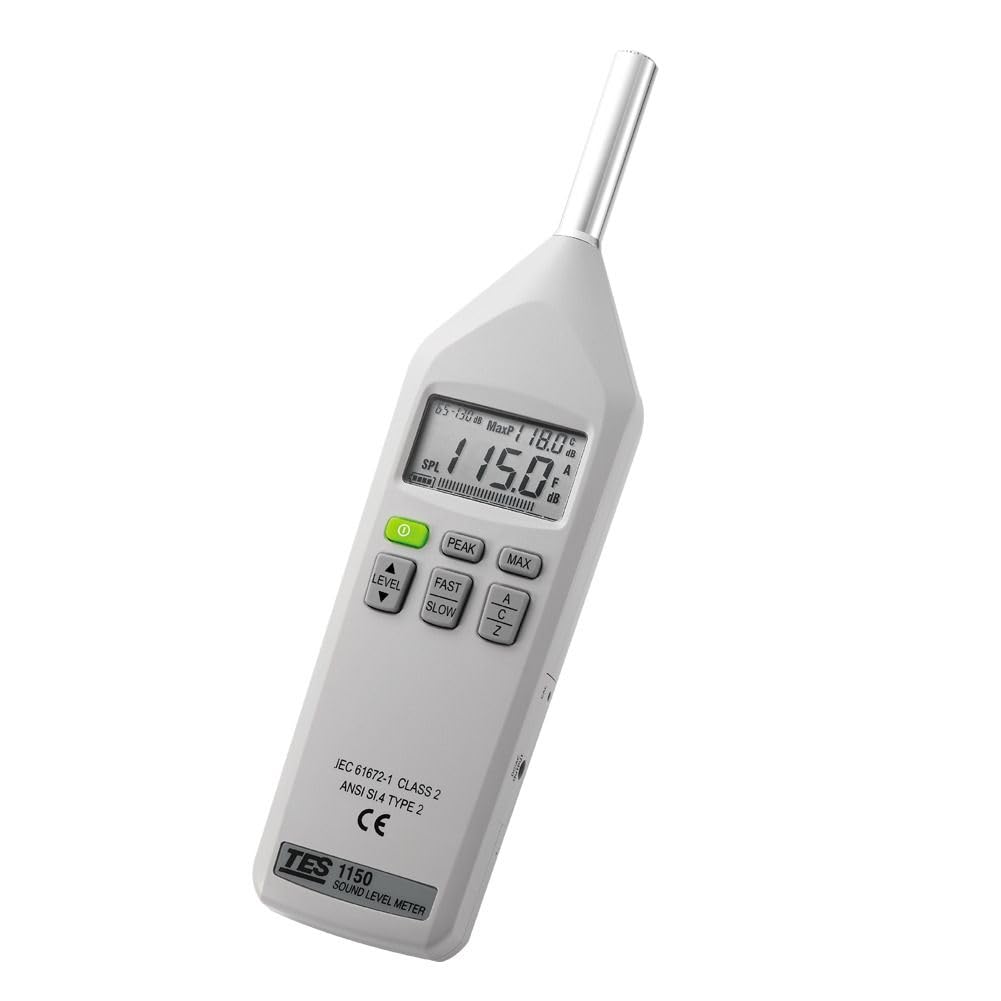 TES 1150 Digital Sound Level Meter - Professional Noise Decibel Tester with LCD Display for Home, Workplace, and Industrial Use - Perfect for Factories, Concerts, and Environmental Monitoring