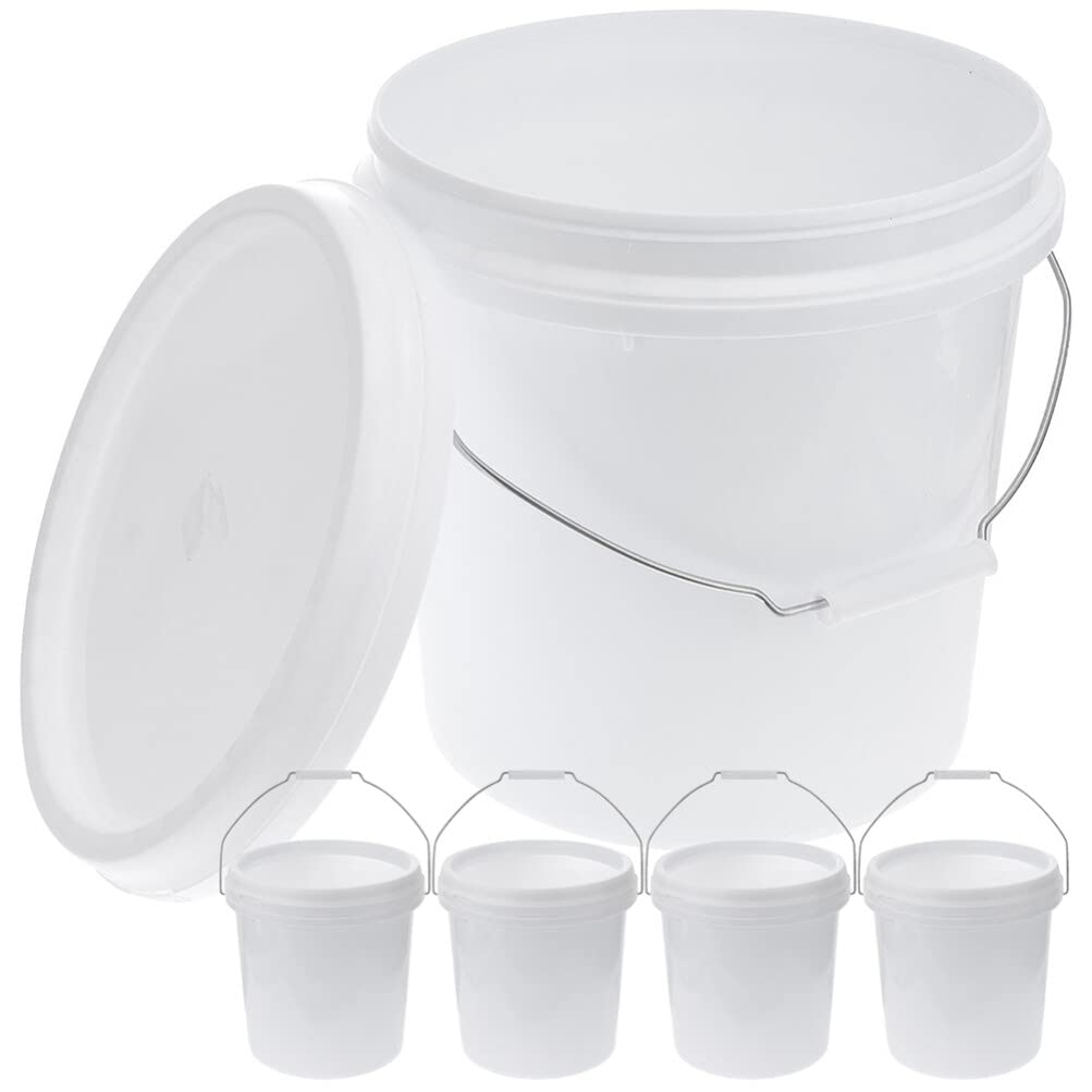 LIFKOME 5-Pack 2L Plastic Paint Buckets with Lids & Handles - Empty Paint Storage Cans for Arts, Crafts, DIY Projects, Party Favors - Perfect for Home Painting, School Projects, and Workshop Organization