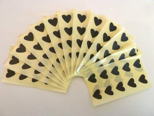 130 Black Heart Stickers 13x12mm - Color Coding Labels for Organizing