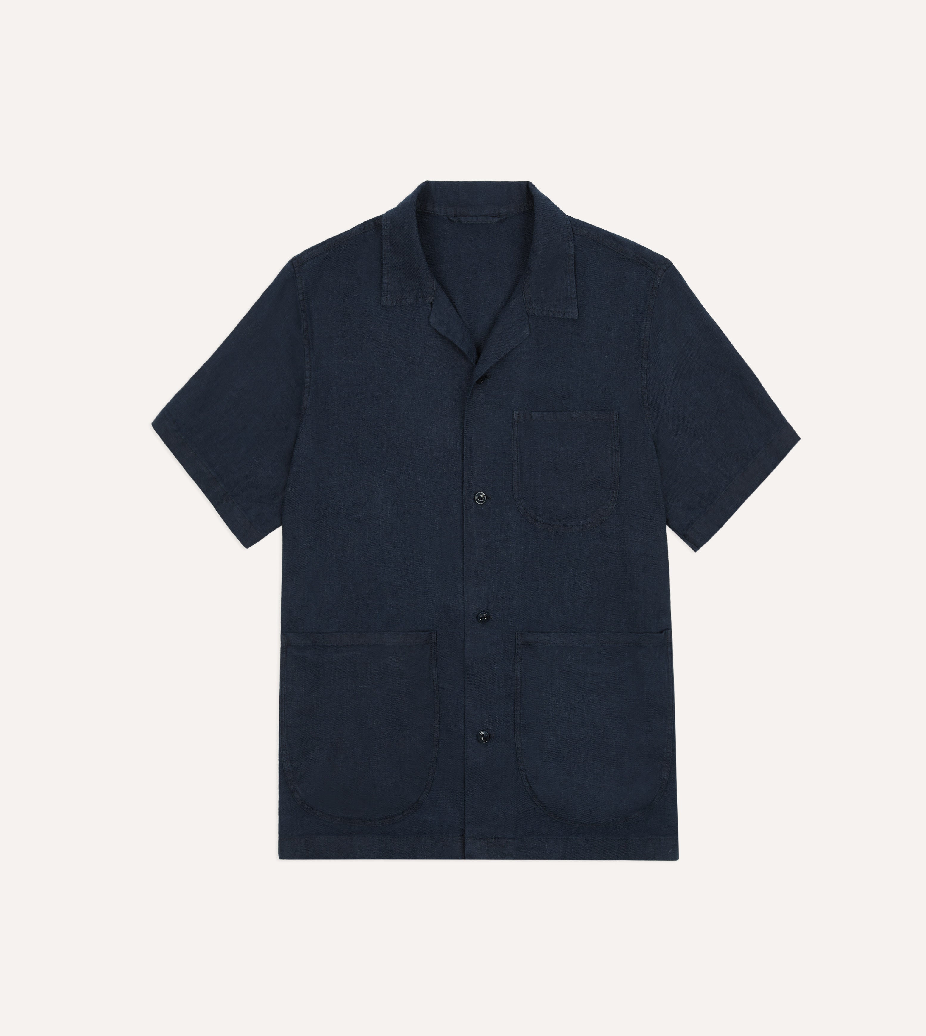 Indigo Linen Short Sleeve Safari Shirt for Men - Breathable Casual Summer Shirt for Outdoor Adventures & Travel