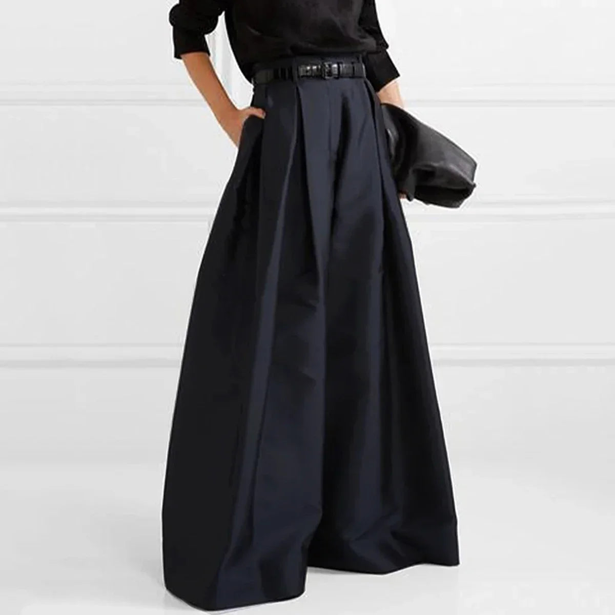 Gymystars Women's Black Wide Leg Pants - High Waisted Loose Baggy Trousers for Summer & Fall | British Style Casual Wear for Yoga, Work & Everyday Outfits