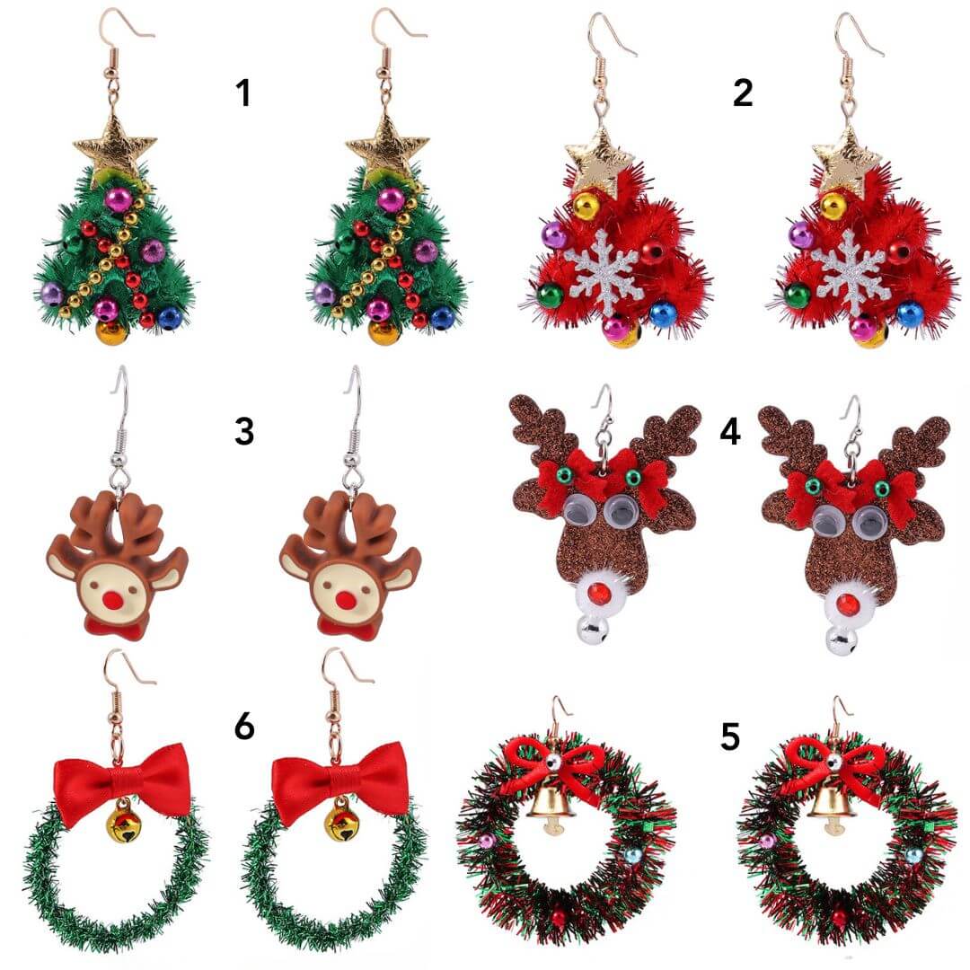 Whimsical Color Bead Christmas Wreath Drop Earrings | Handwoven Bohemian Dangle Earrings for Women | Perfect for Holiday Parties, Festive Gatherings & Gift Giving