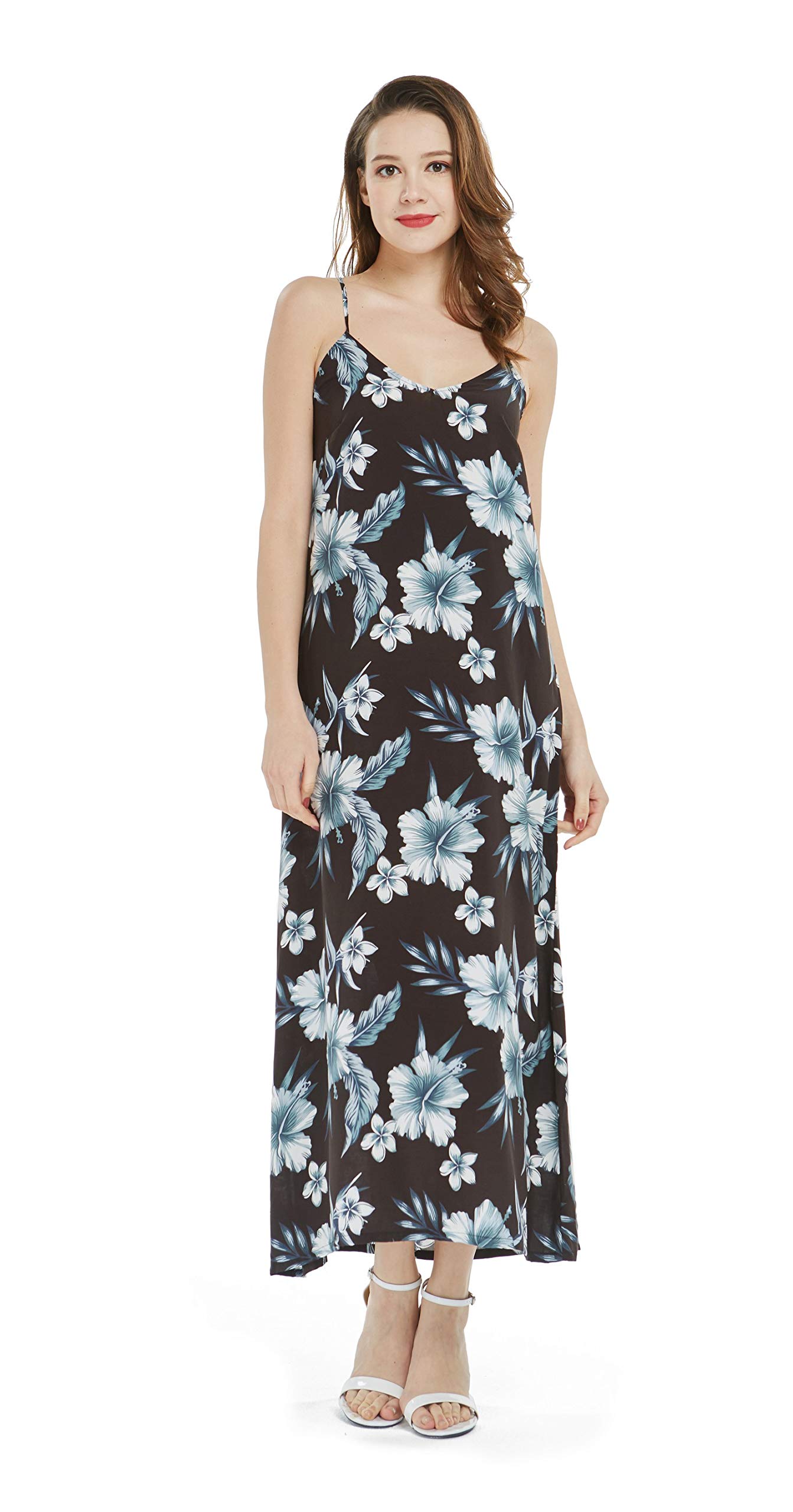 Women's Floral Print Sweetheart Maxi Dress - Tropical Hawaiian Luau Party Outfit for Beach Vacations & Summer Weddings