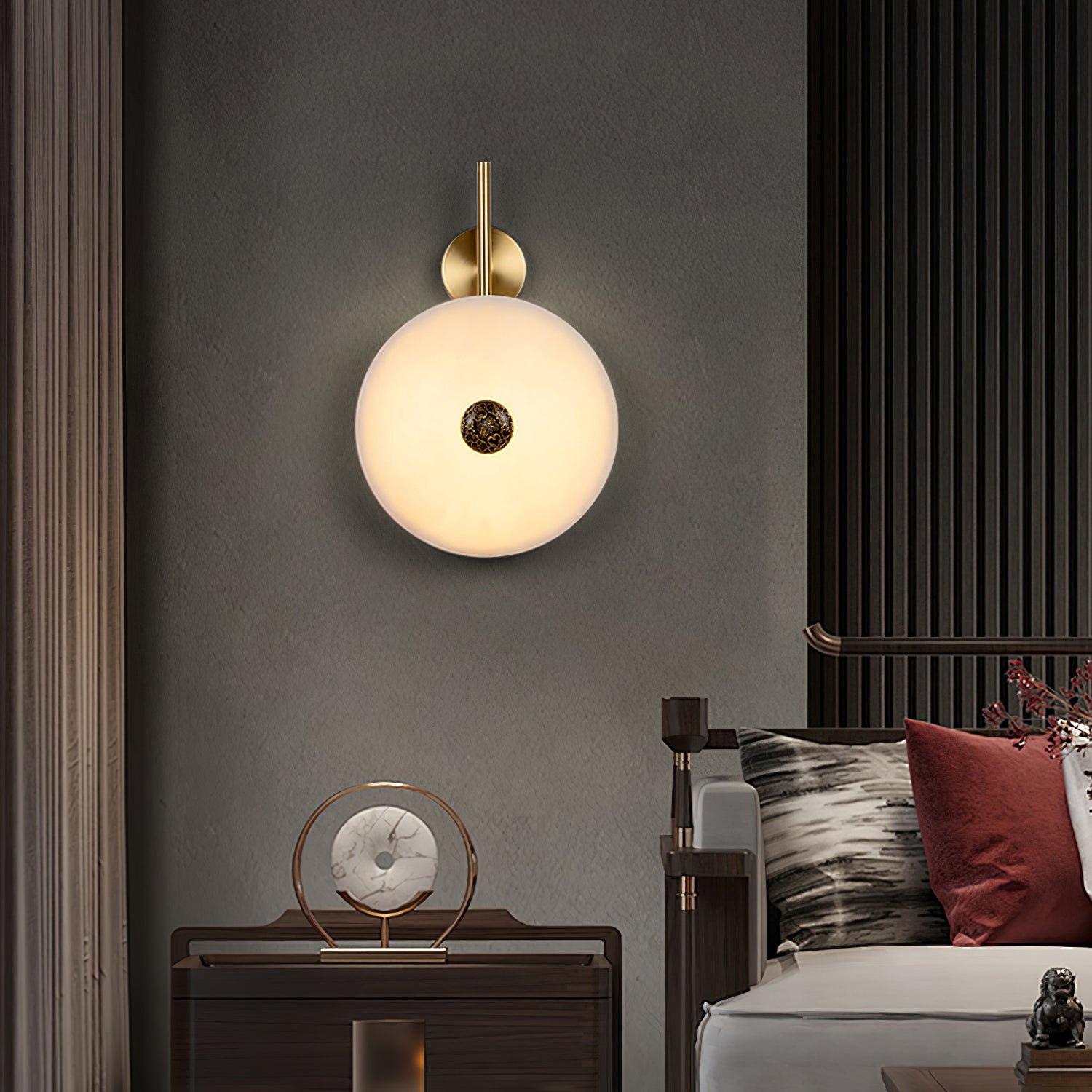 Alabaster Eclipse Wall Light - Modern Minimalist Sconce for Bedroom, Living Room & Hallway - Energy Efficient LED Wall Lamp for Home Decor