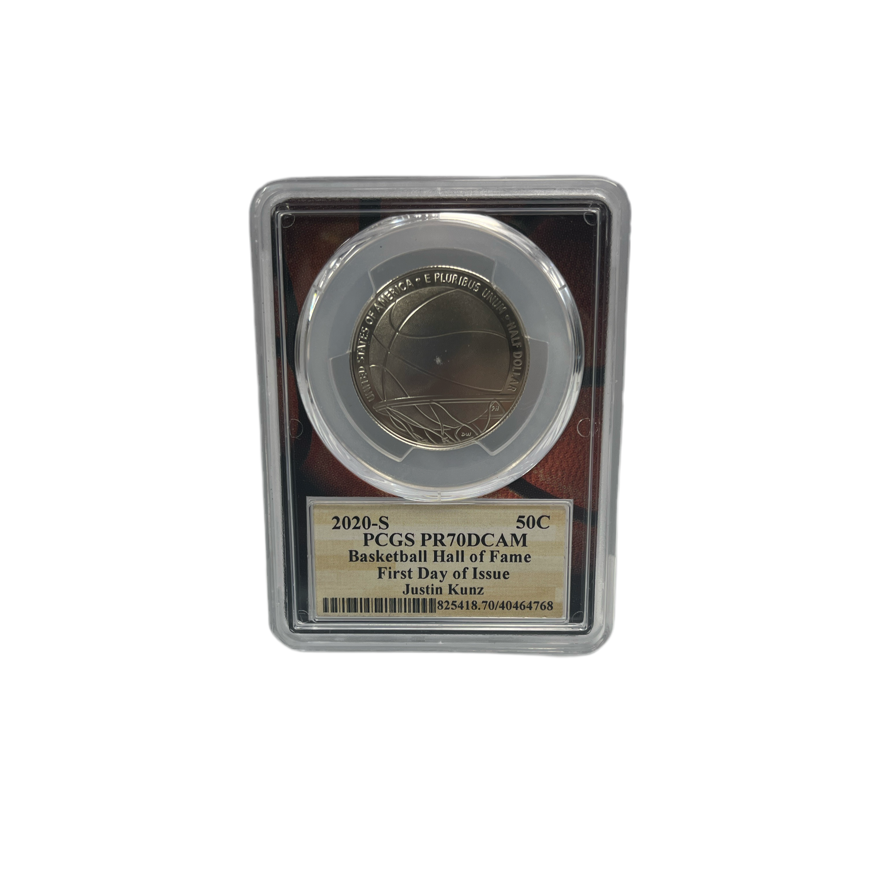 2020 S Half Dollar Basketball Hall of Fame Coin - PCGS PR70 DCAM Certified - Signed by Justin Kunz - Perfect for Sports Memorabilia Collectors and Basketball Fans