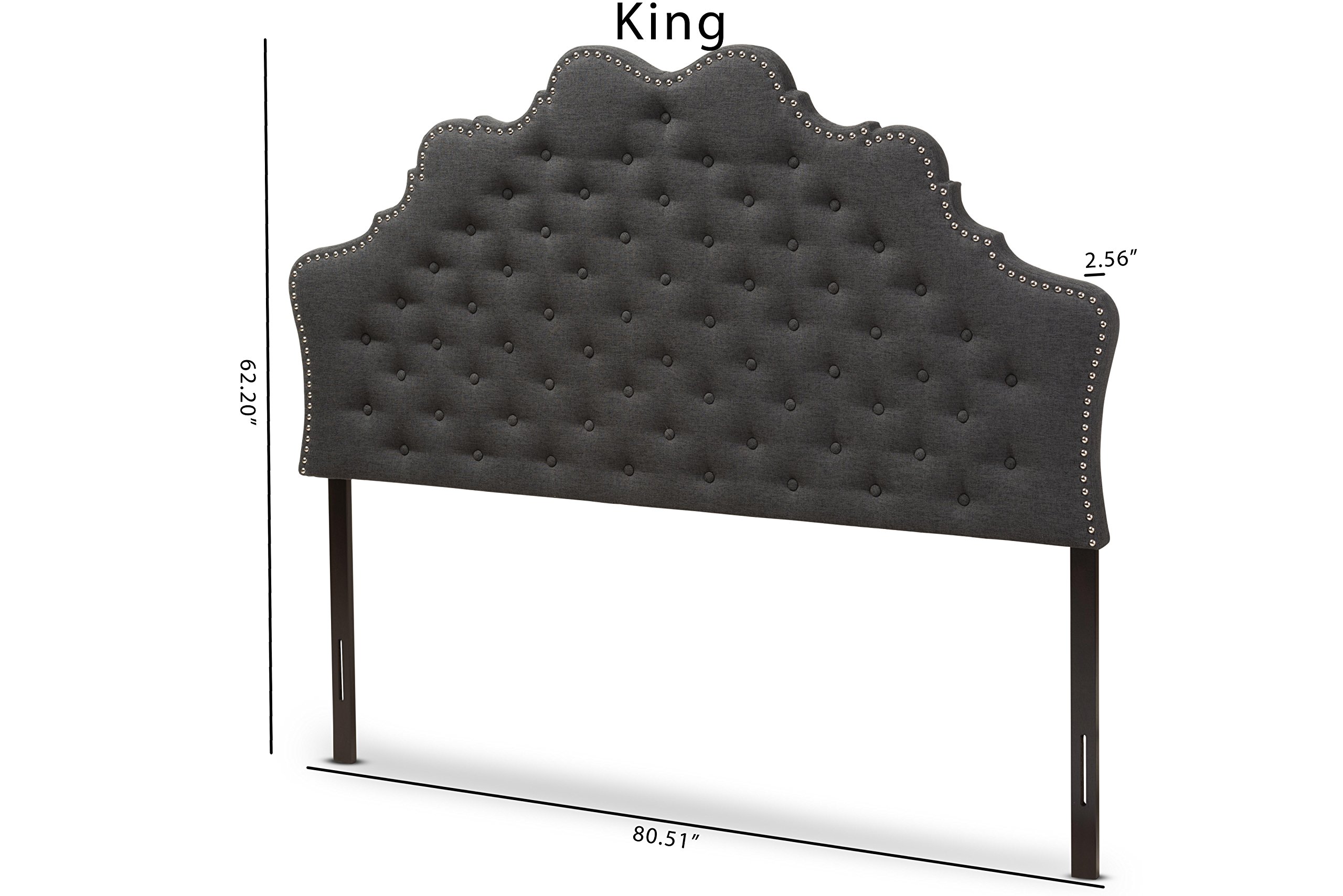 Baxton Studio Matilda Modern Fabric Queen Size Headboard - Dark Grey Upholstered Bed Frame Headboard for Master Bedroom, Guest Room & Home Decor