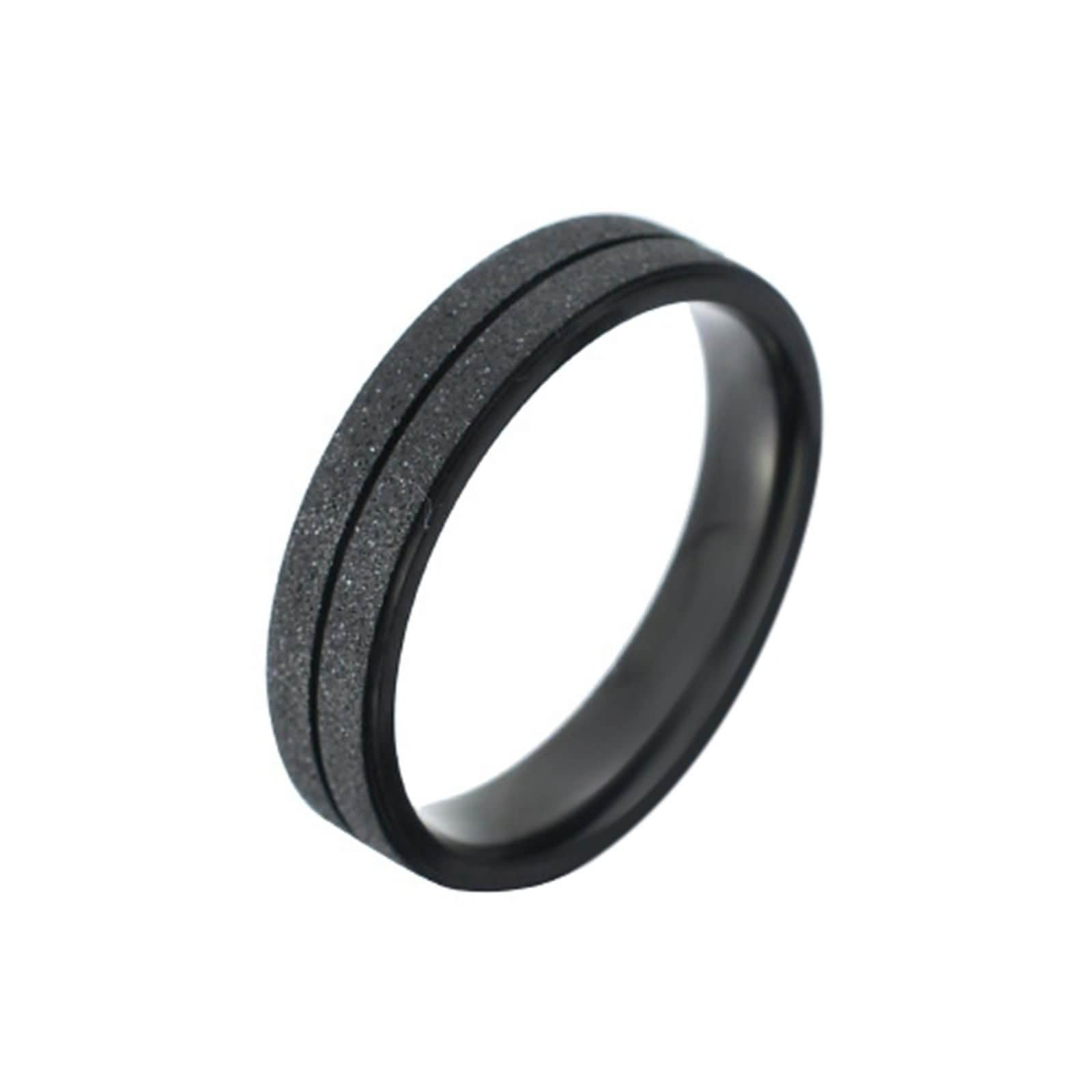 ANAZOZ Custom Engraved Stainless Steel Men's Rings - 3/5MM Matte Black Anniversary & Engagement Band - Durable Wedding Ring for Him - Perfect for Proposals, Anniversaries & Everyday Wear
