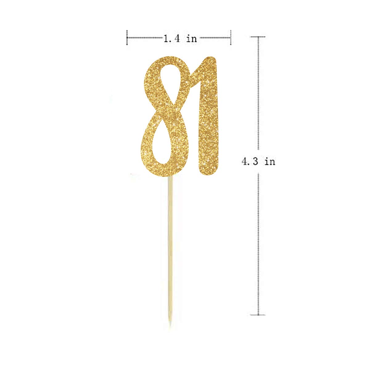 24-Pack Gold Happy 81st Birthday Cupcake Toppers with Glitter Numbers - 81st Birthday Party Decorations for Cake, Cupcakes & Desserts - Perfect for Milestone Celebrations & Retirement Parties