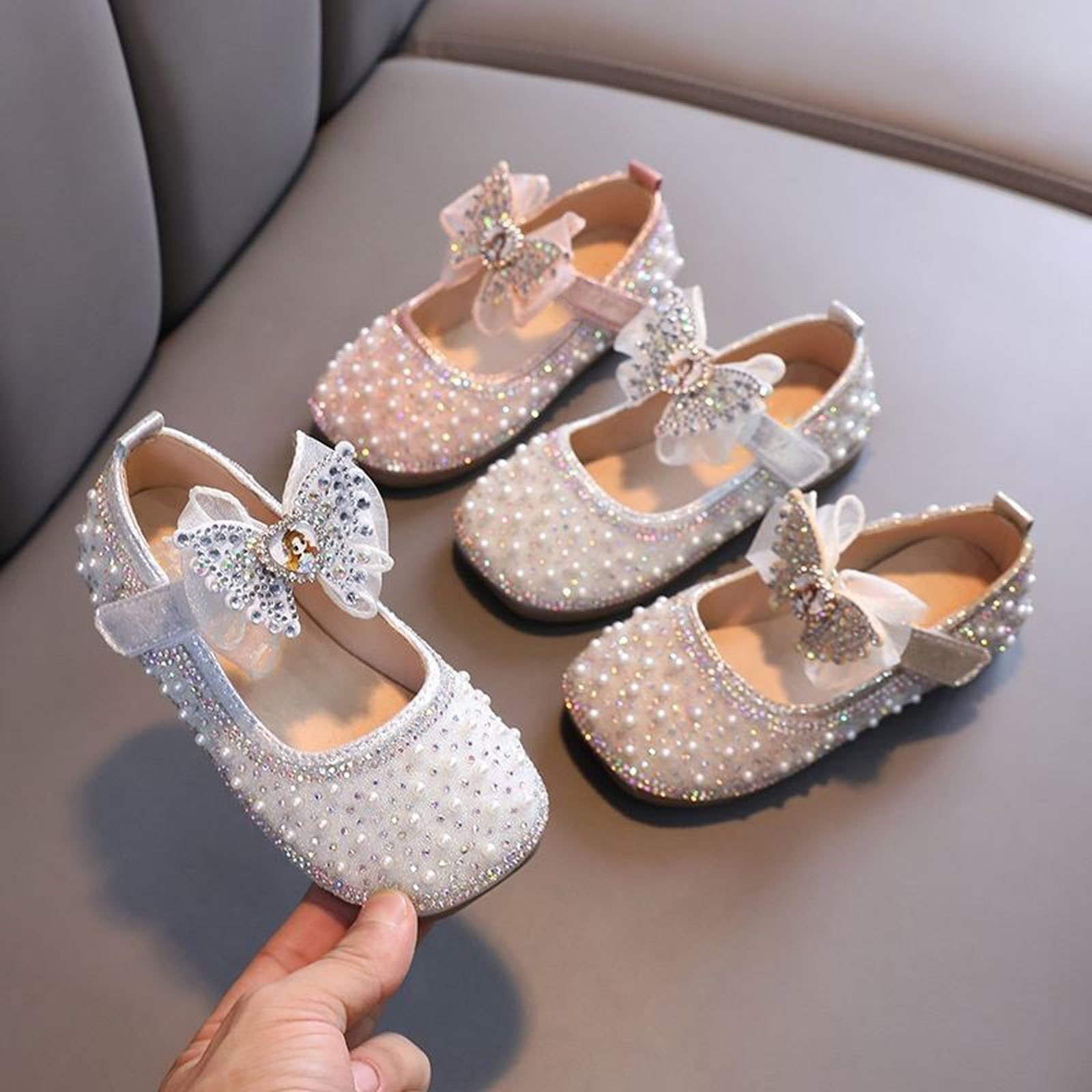 Baby Girls Glittery Ballet Socks with Bows for Princess Dress Up