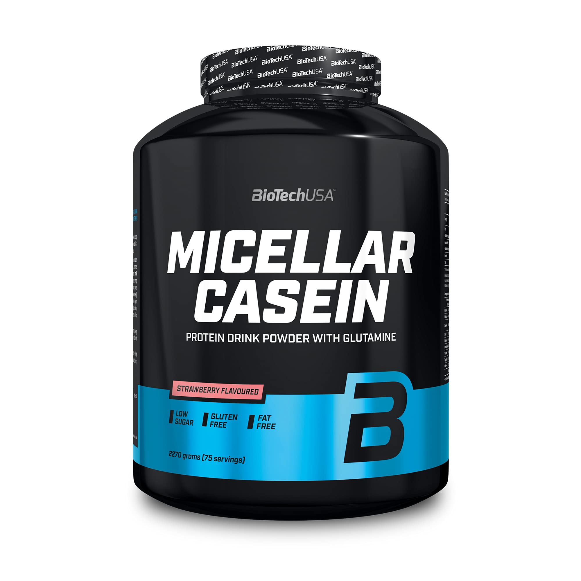 BioTechUSA Micellar Casein Protein Powder - Strawberry Flavor, 80.1 oz (2270g) | Slow-Digesting Protein for Muscle Recovery & Overnight Support | Ideal for Post-Workout, Bedtime & Meal Replacement