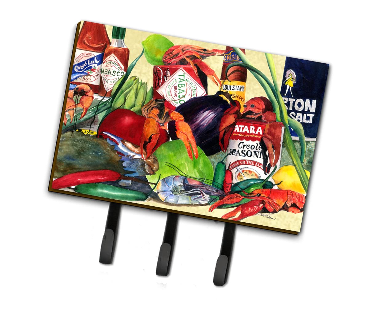 Caroline's Treasures 1020TH68 Spices and Crawfish Wall Hook Organizer - Multi-Purpose Key Holder, Coat Rack & Leash Hanger for Kitchen, Entryway & Laundry Room | Perfect for Keys, Towels, Aprons & Pet Accessories