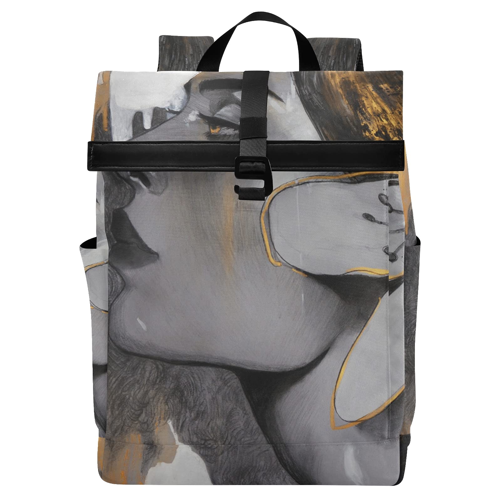 ALAZA African American Woman Art Painting Waterproof Anti-Theft Laptop Backpack for Women & Men - 13-17.3 Inch Roll Top Travel Backpack - Perfect for Work, School, College & Daily Commute