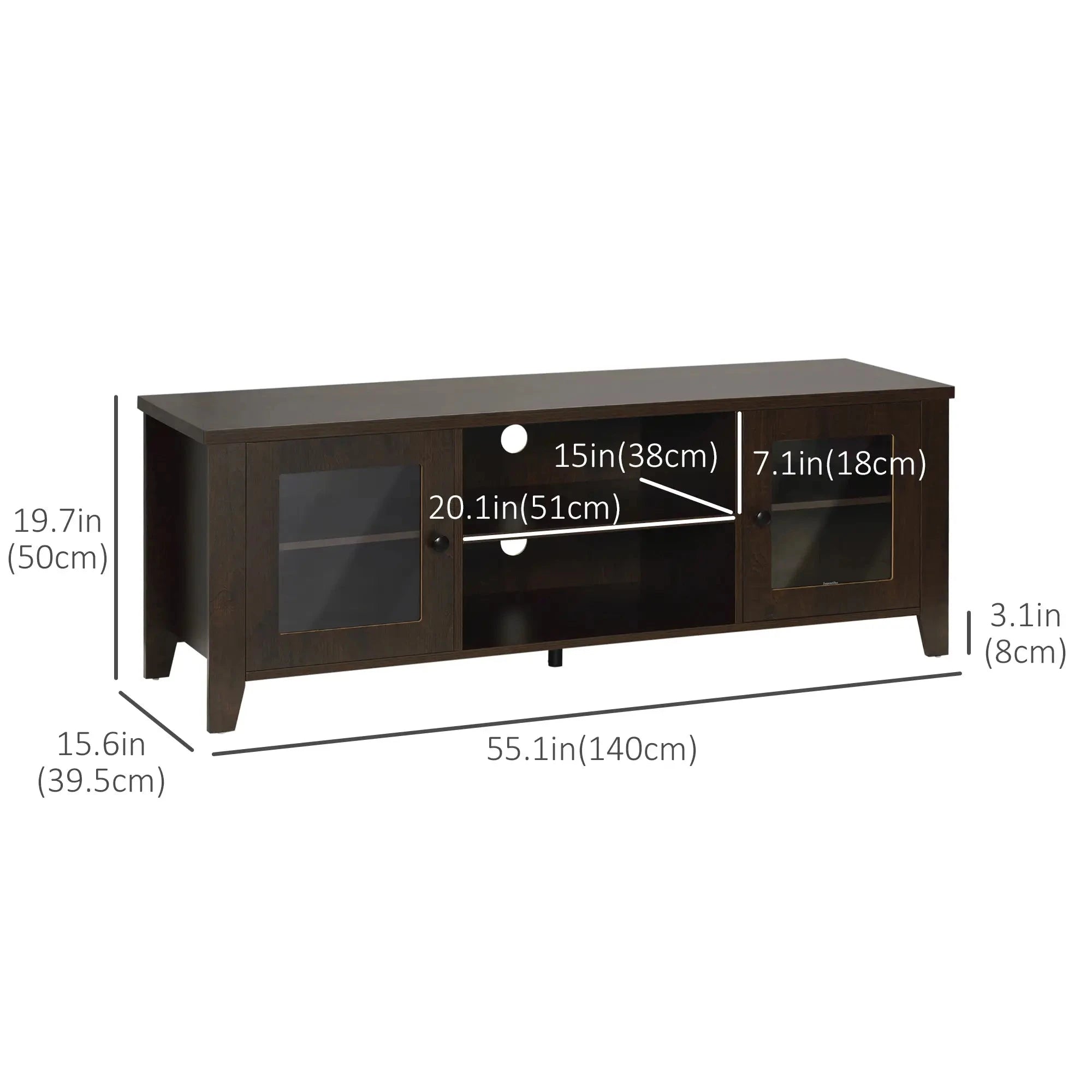 Modern TV Stand for Up to 60 Inch TVs - Sturdy Wooden Entertainment Center with Storage Shelf (Black/White/Walnut) - Perfect for Living Room, Bedroom & Home Theater Setup