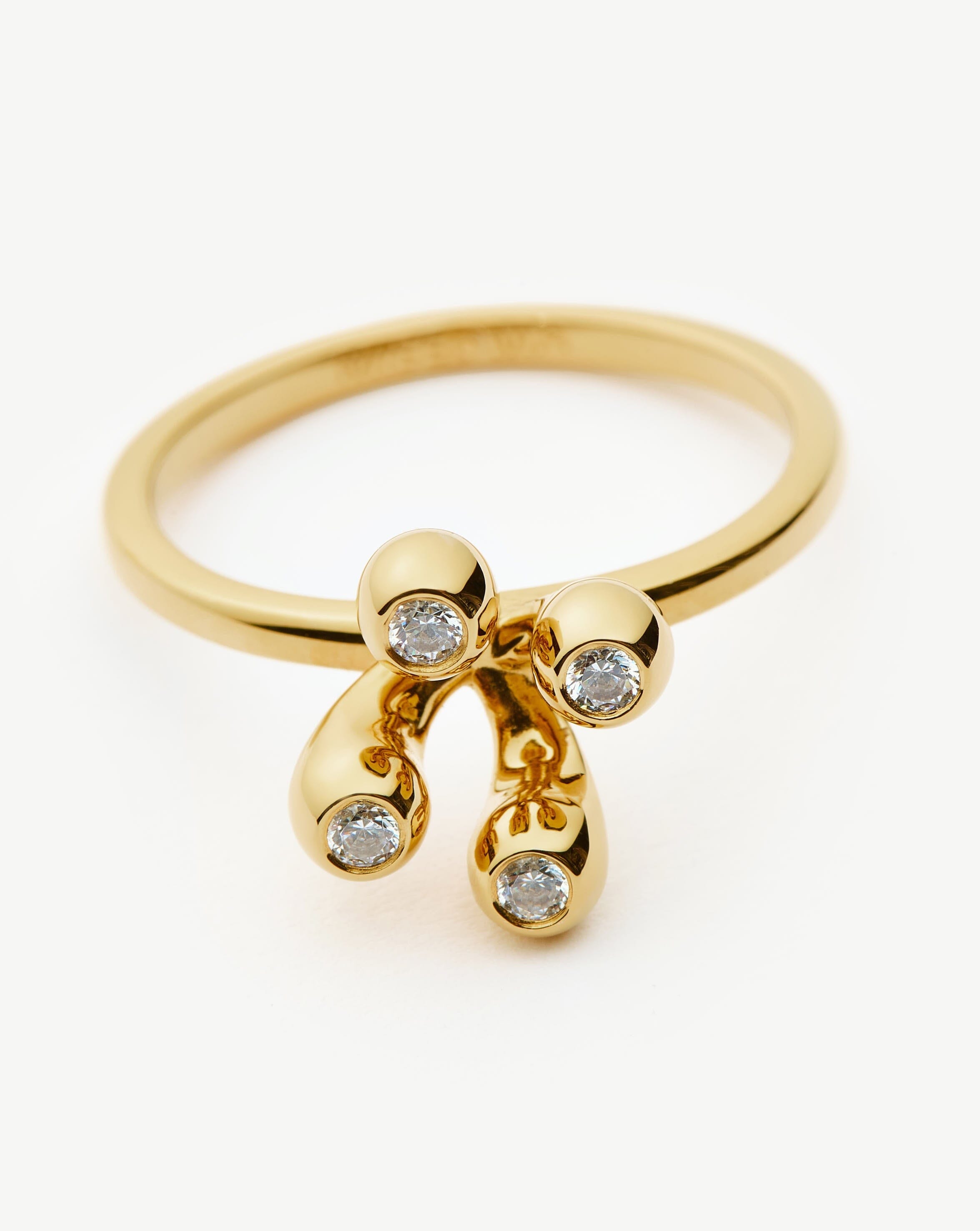 18k Gold Vermeil Atom Ring for Women - Minimalist Stackable Jewelry for Everyday Wear & Special Occasions