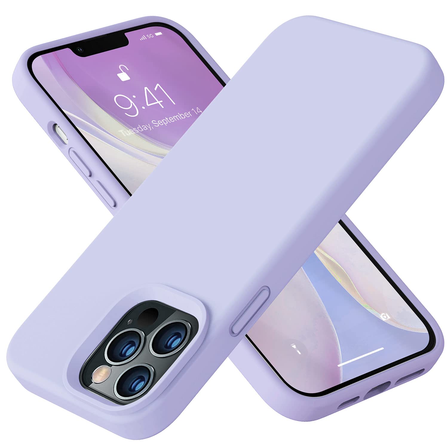 Vooii Liquid Silicone Protective Case for iPhone 13 Pro Max 6.7 inch - Shockproof, Anti-Scratch, Soft Microfiber Lining & Camera Protection - Light Purple | Perfect for Daily Use, Travel & Outdoor Activities