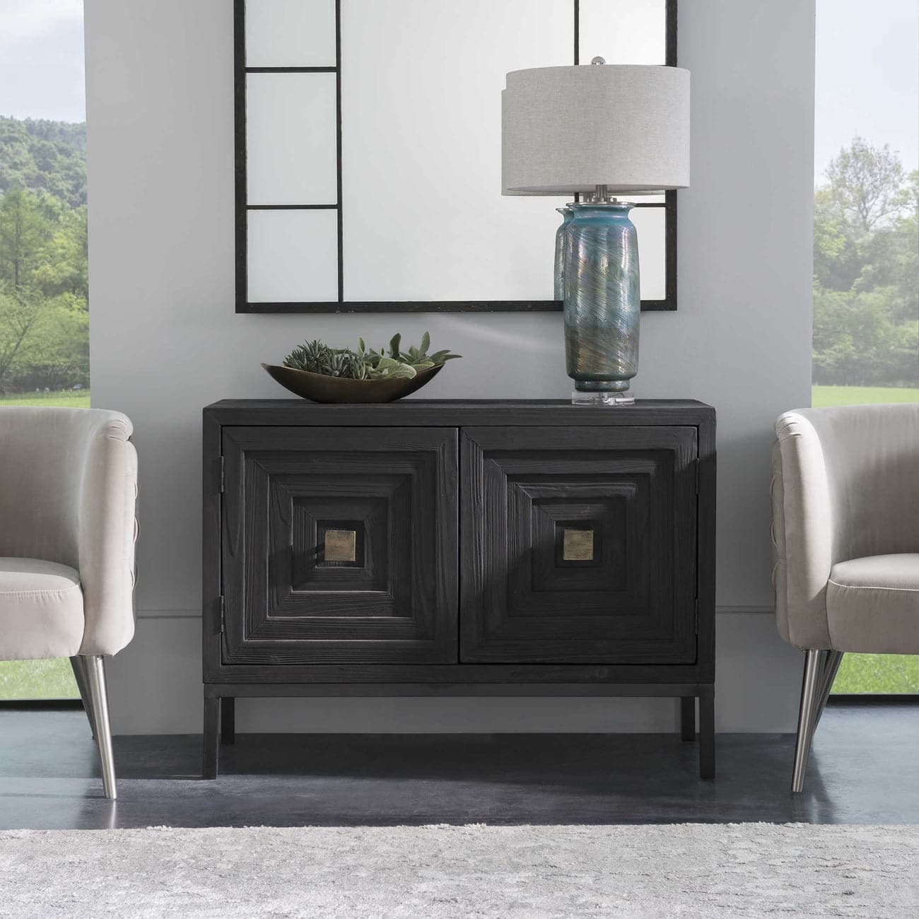 Aiken Dark 2 Door Storage Cabinet - Modern Wooden Wardrobe for Bedroom, Living Room & Office Organization