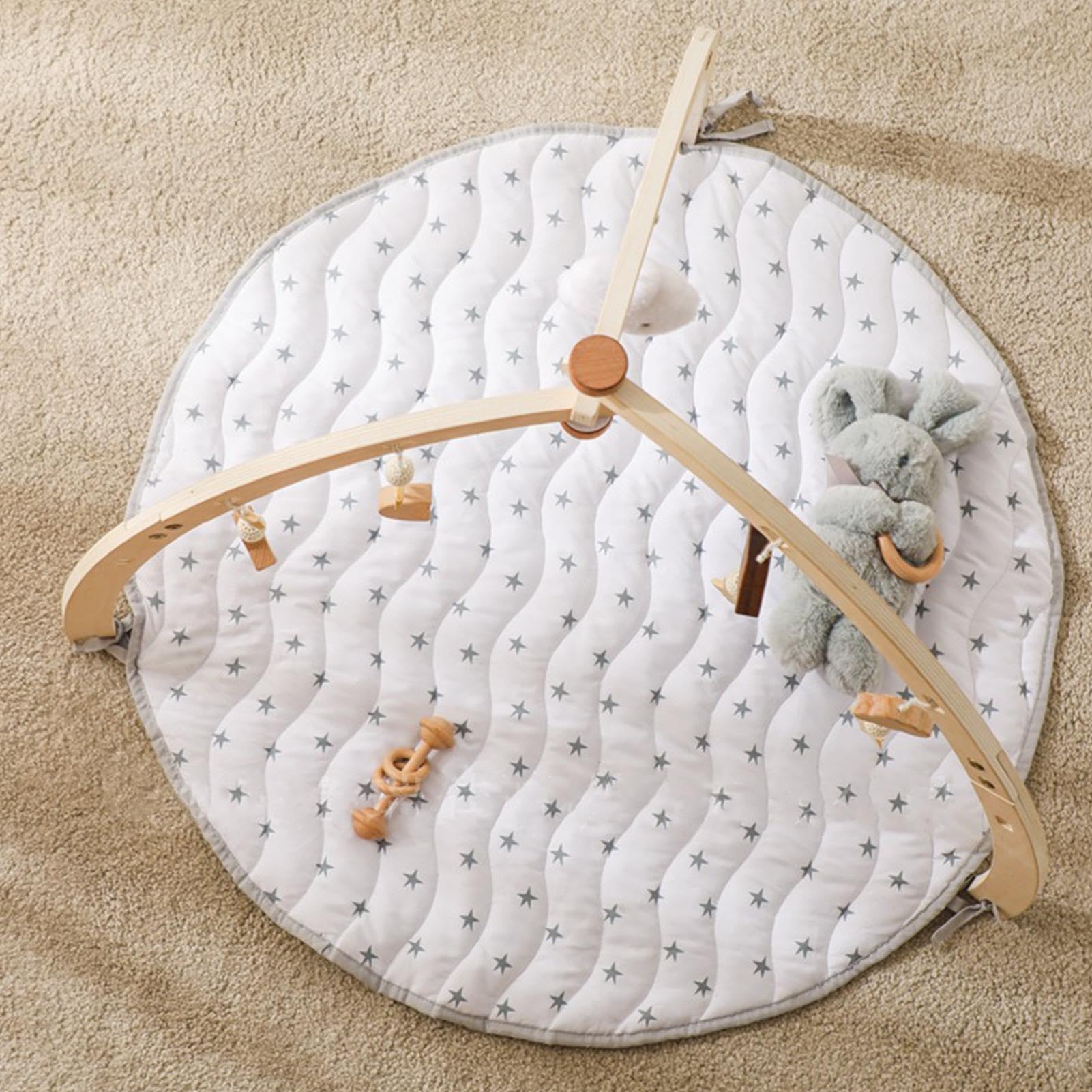 Wooden Baby Play Gym - Interactive Activity Center with Sensory Toys & Soft Mat for Infants & Toddlers | Montessori Learning, Tummy Time, Early Development Play Set
