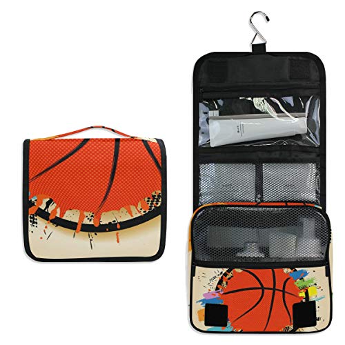 Waterproof Hanging Travel Toiletry Bag for Women - Basketball Cosmetic Makeup Organizer Pouch | Perfect for Gym, Sports, and Vacation Essentials Storage