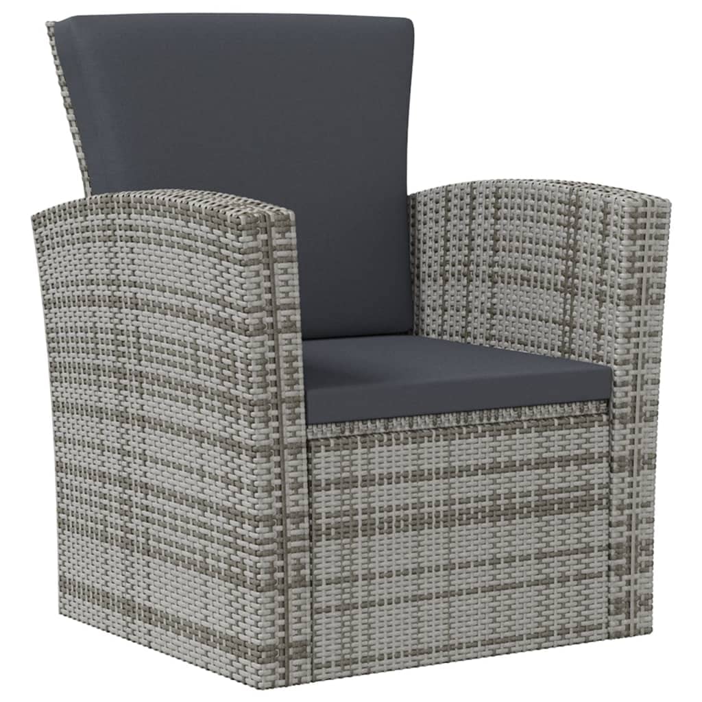 vidaXL 8-Piece Gray Patio Lounge Set with Cushions - Poly-Rattan Outdoor Furniture with Glass Tabletop - Easy Assembly & Lightweight - Perfect for Garden, Poolside & Backyard Relaxation