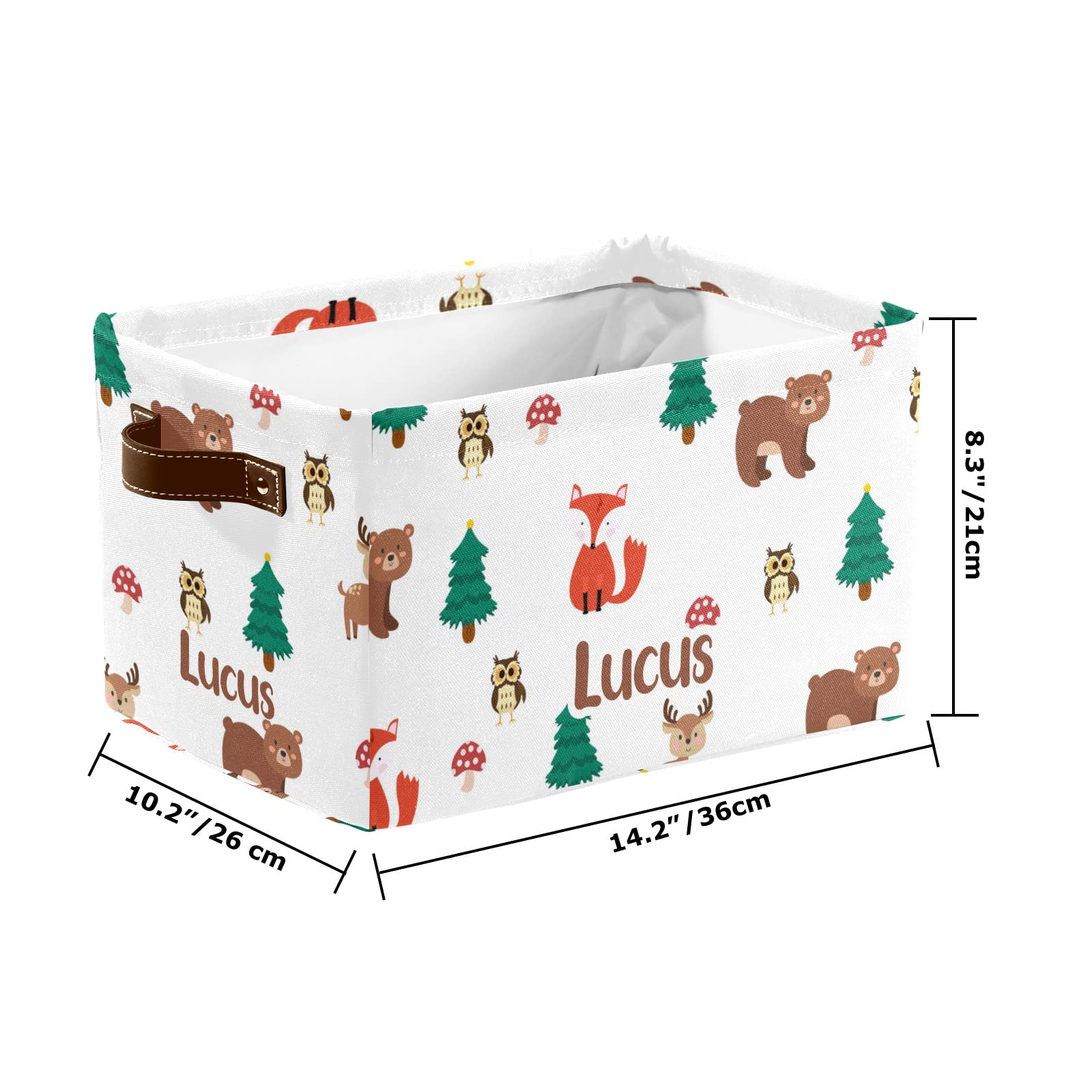 Personalized Large Storage Baskets with Handle - Jungle Animal Deer Bear Fox Design for Organizing Shelves, Closet & Home Decor | Perfect for Bathroom, Nursery, Kids Room & Bedroom Storage | 1 Pack
