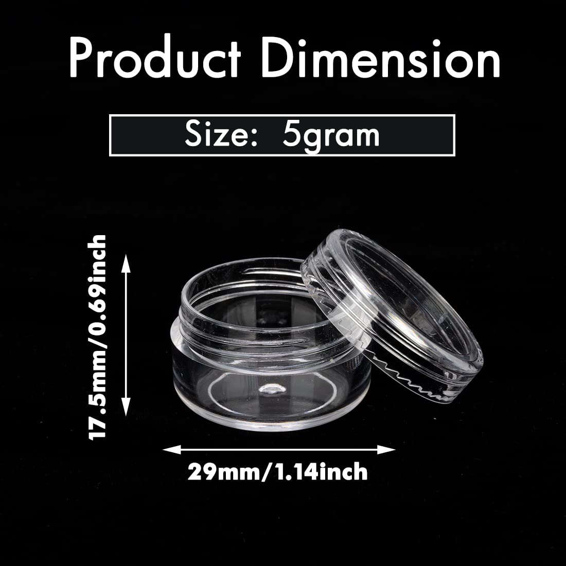 5ml Clear Plastic Sample Jars with Lids - 50 Pack Small Empty Containers for Lip Balm, Cosmetics, Travel Size Creams, Lotions, Glitter & Beads Storage - Includes Labels & Mini Spatulas - Perfect for DIY Beauty, Crafts & Organizing Small Items
