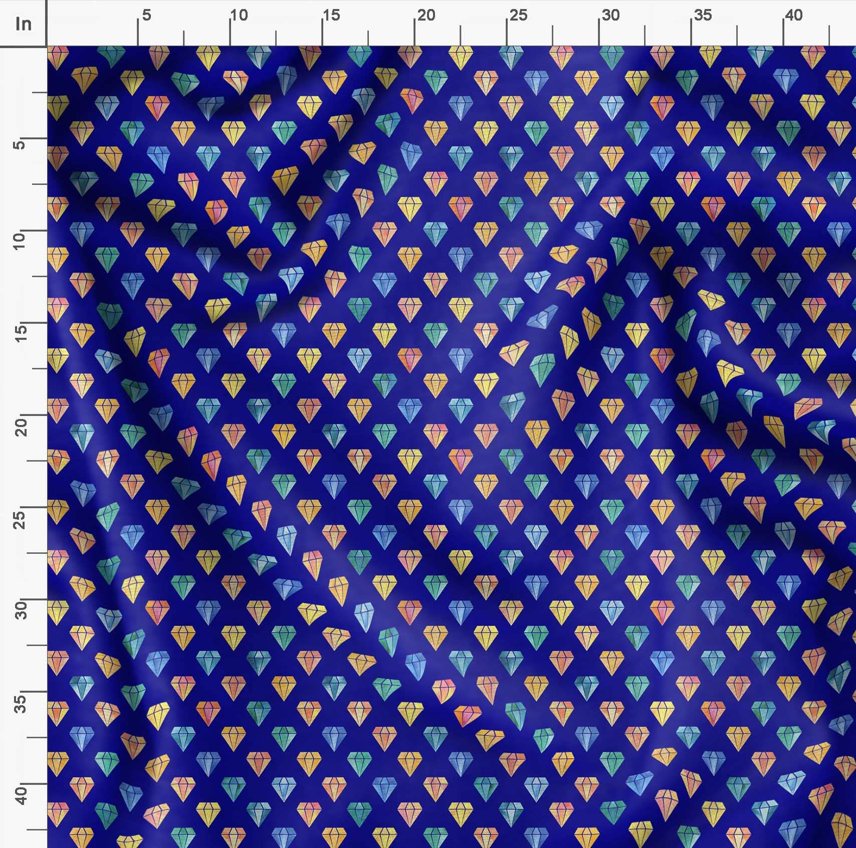 Soimoi Moss Georgette Blue Fabric by The Yard - 42 Inch Wide Diamond Geometric Print Fabric for Dresses, Curtains & Home Decor - Elegant Classic Printed Chiffon Material for Sewing Projects