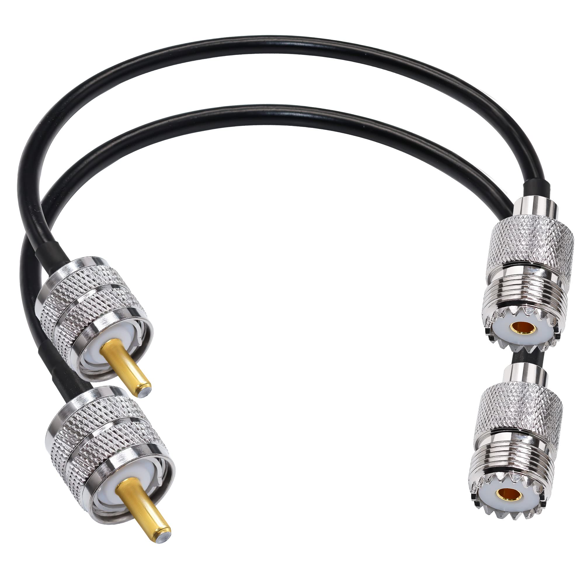 TUOLNK UHF PL259 Cable RG58 PL259 SO239 Male to Female Extension Coaxial Cable - Low Loss CB Coax Cable (0.98ft, Black) for Two-Way Radio, CB Radio & Wireless LAN Devices - Perfect for Ham Radio, Antenna Extension & Communication Equipment Setup